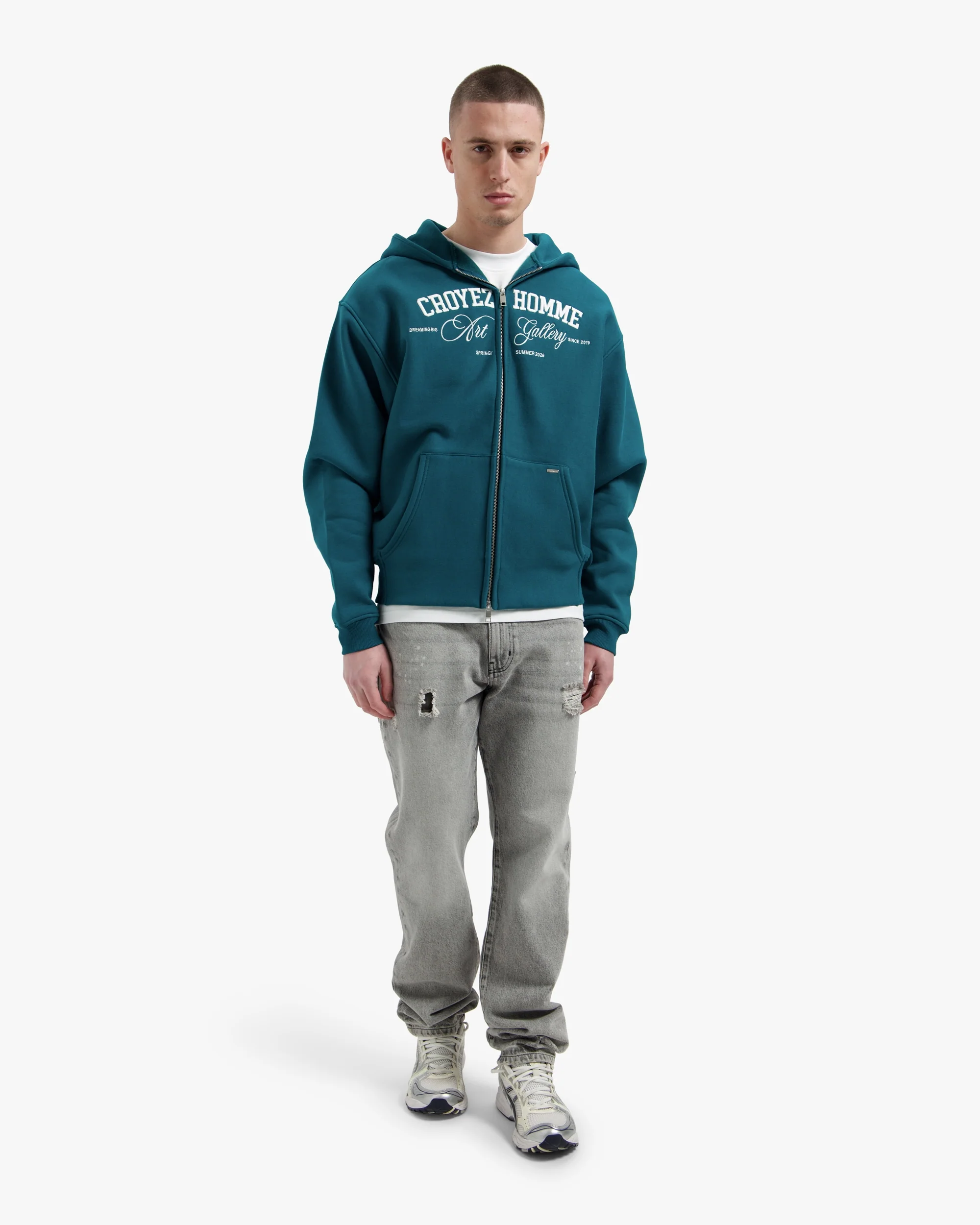 Croyez Art Gallery Zip Hoodie | Dark Teal - Image 5