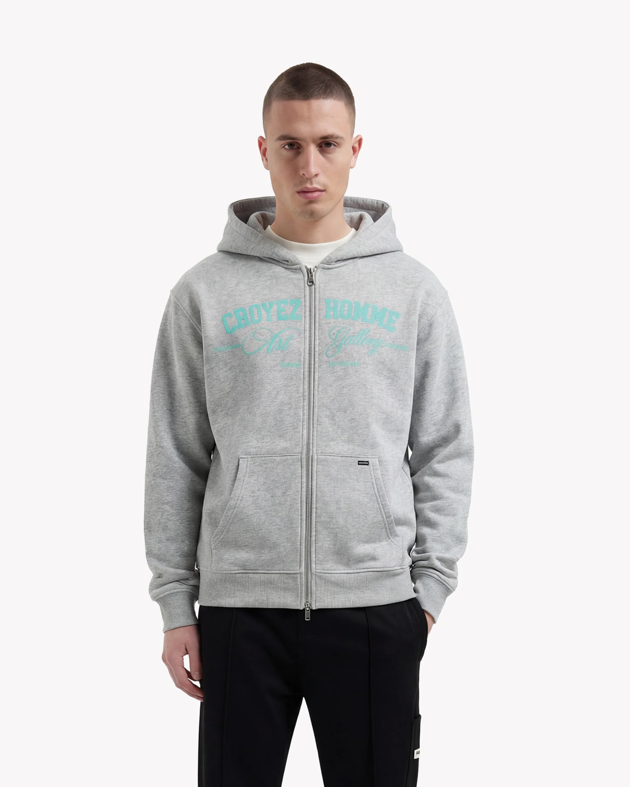 Croyez Art Gallery Zip Hoodie | Grey Melange - Image 3