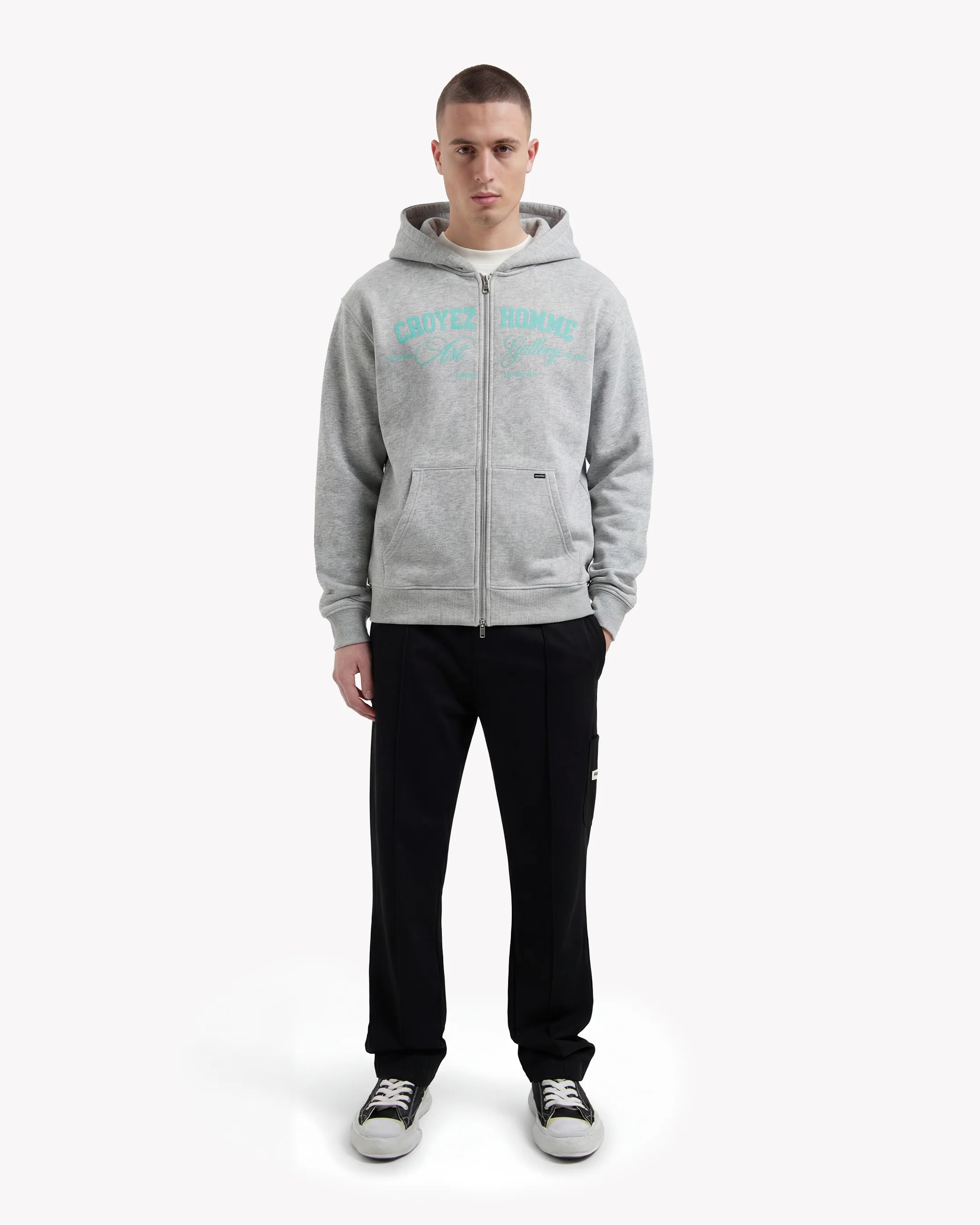 Croyez Art Gallery Zip Hoodie | Grey Melange - Image 5