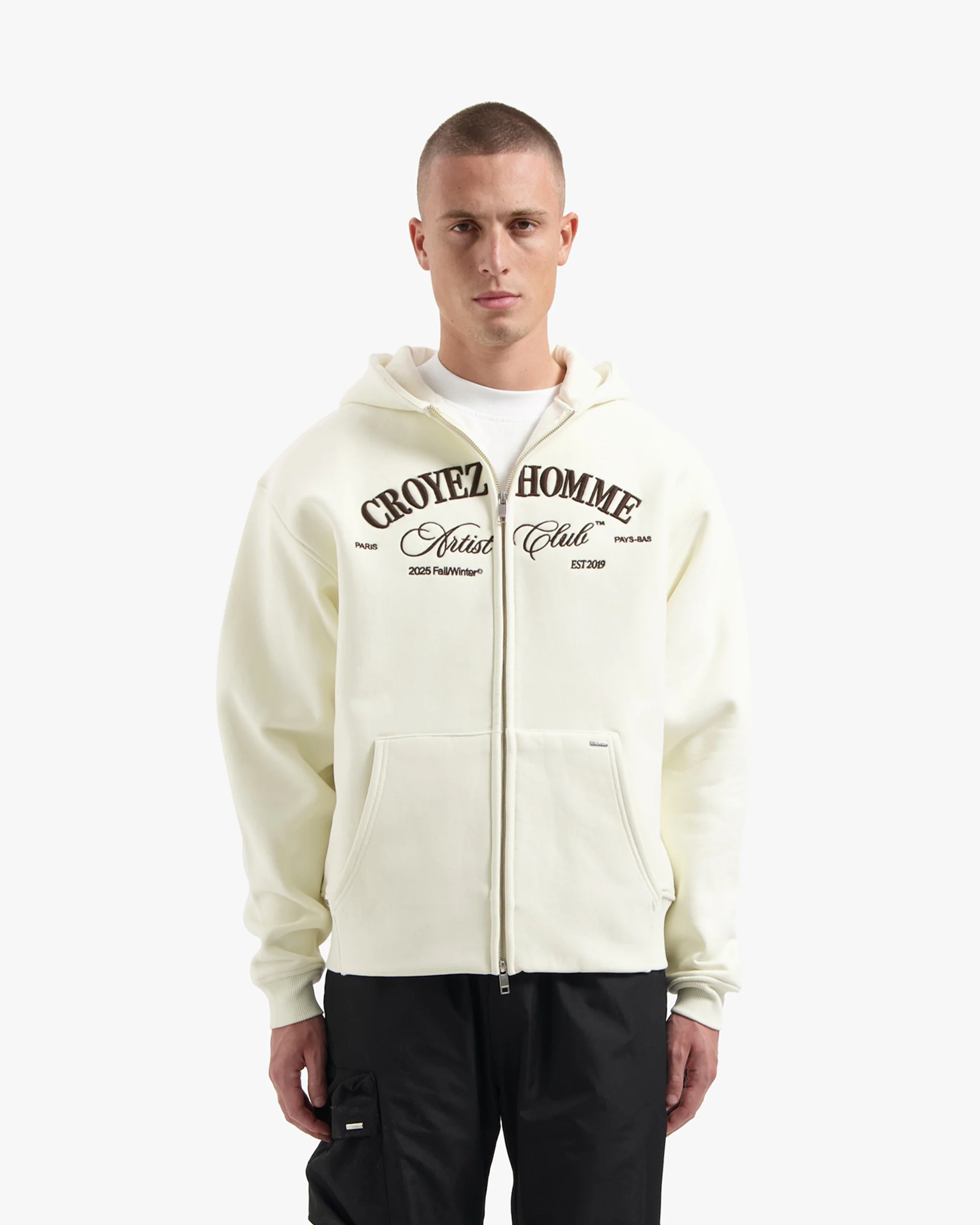 CROYEZ ARTIST CLUB ZIP-HOODIE | OFF-WHITE - Image 3