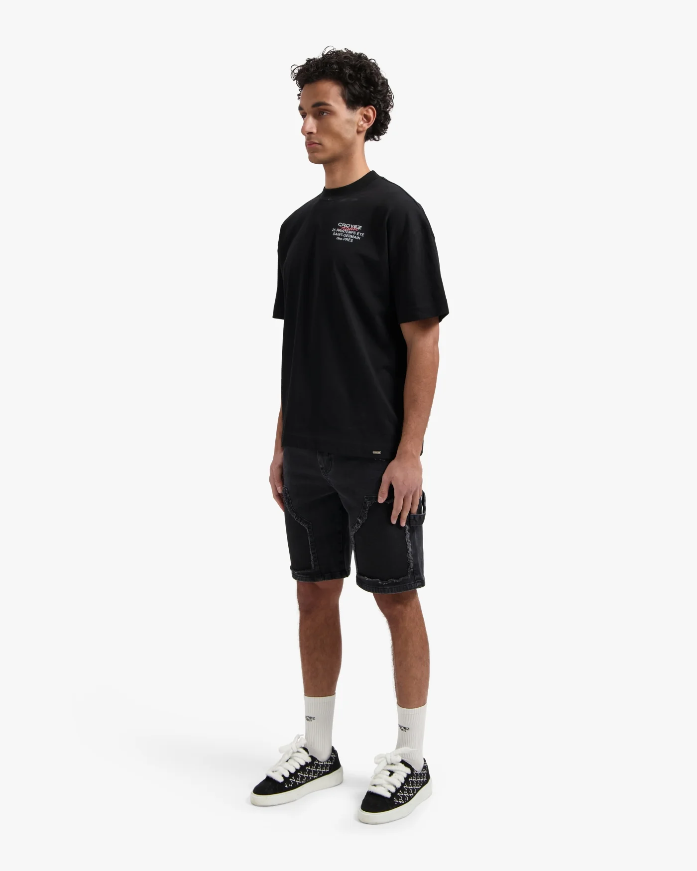 CROYEZ CD1 CARPENTER DENIM SHORTS | BLACK - Image 7
