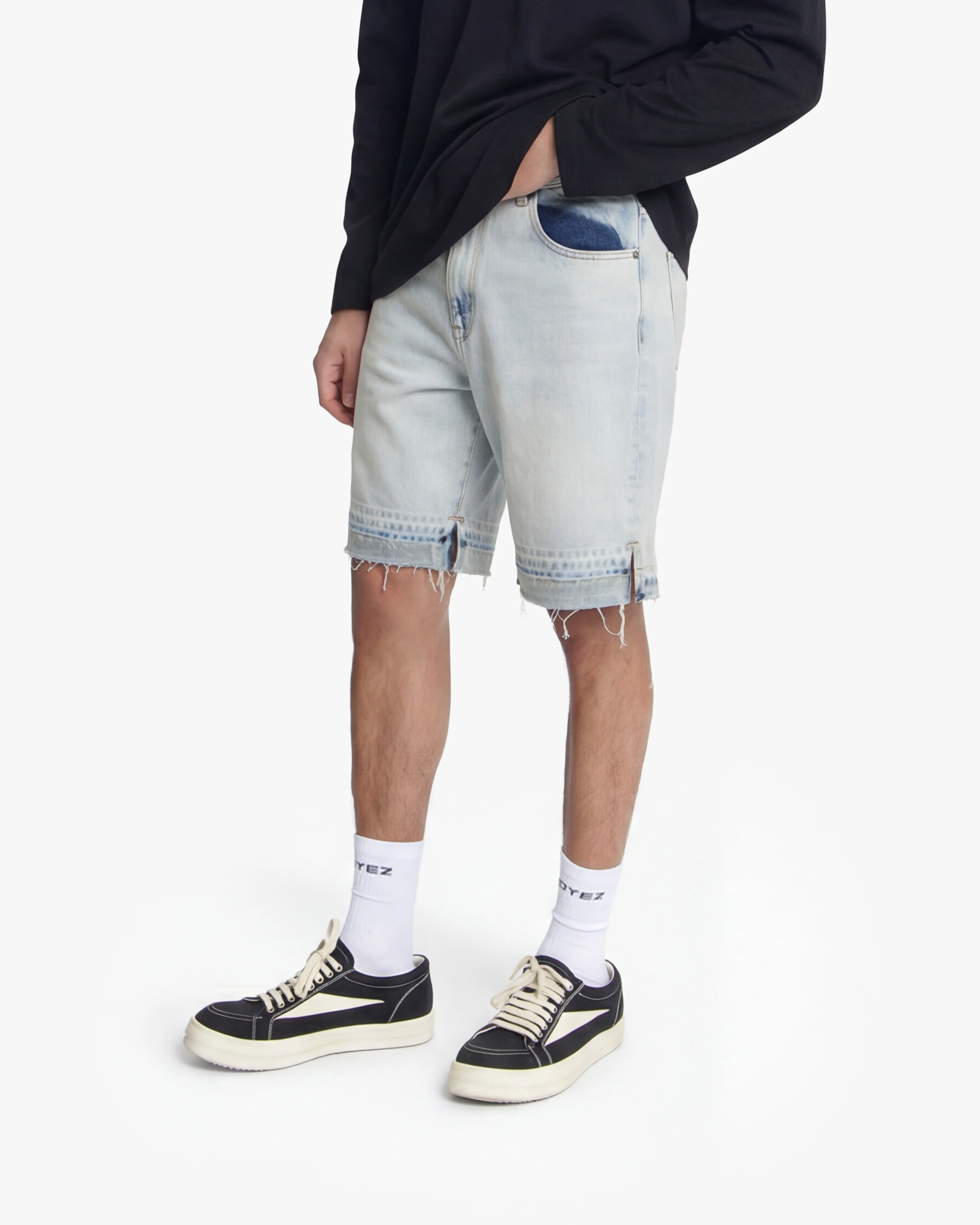 Croyez CD2 Stepped Hem Shorts | Light Blue - Image 3