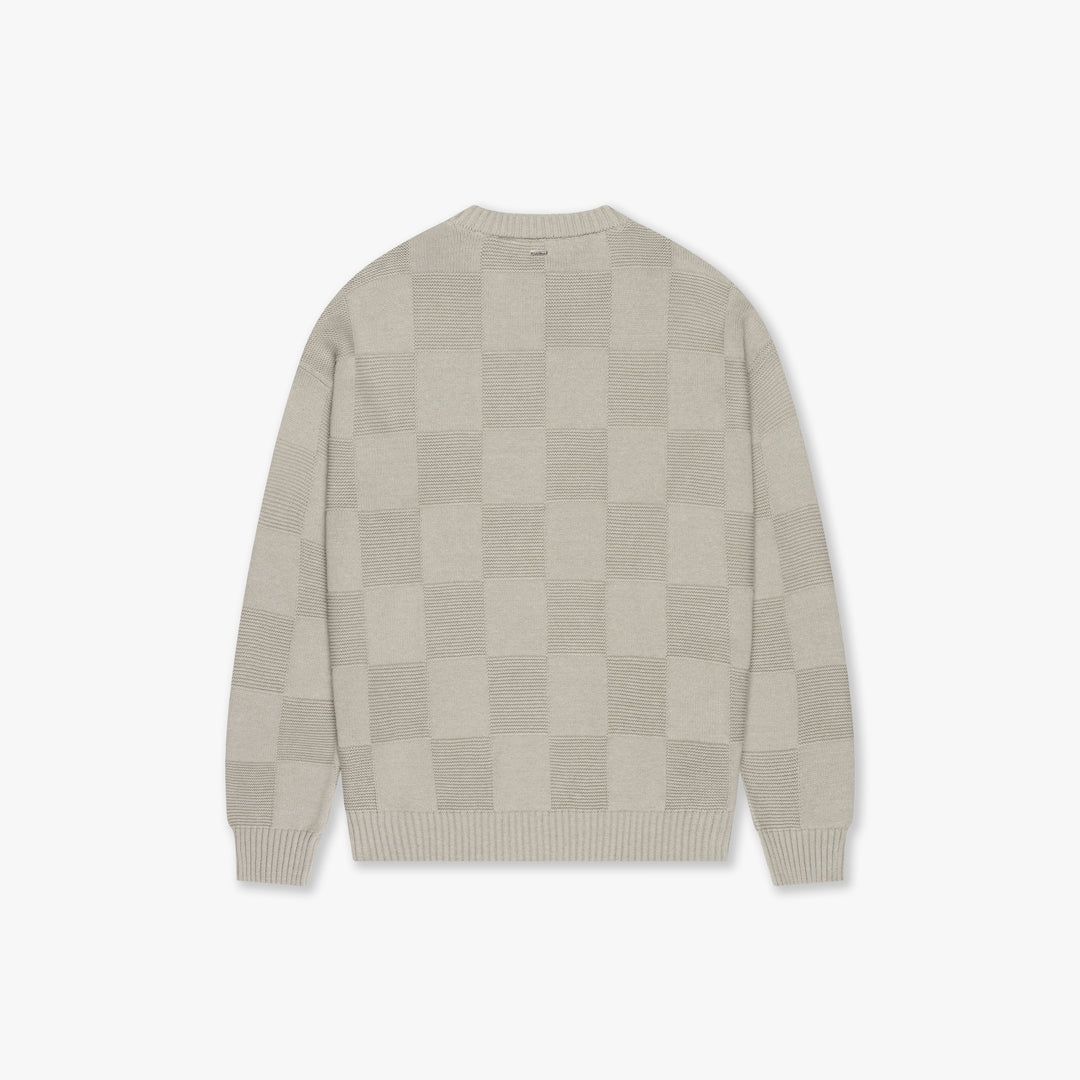 CROYEZ CHECKERBOARD KNIT SWEATER | GREY - Image 2