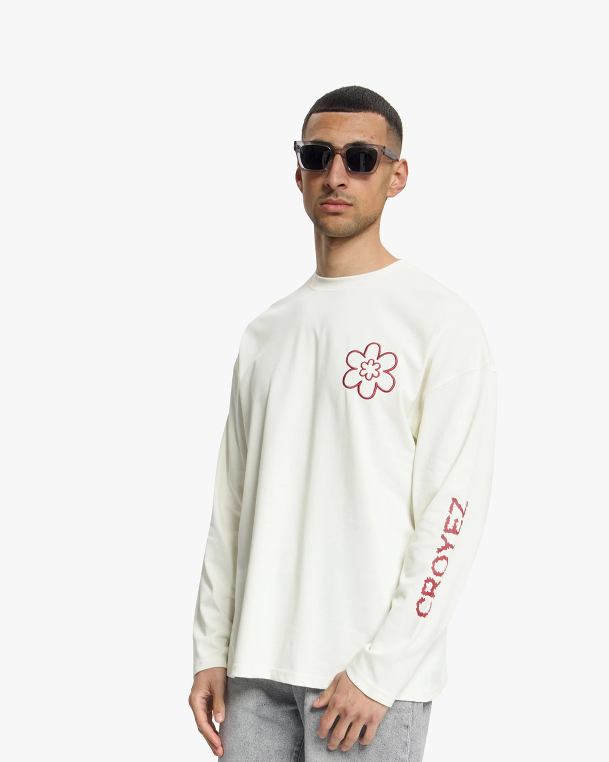 Croyez Contour De La Fleur Longsleeve | Off-White/Cherry - Image 3