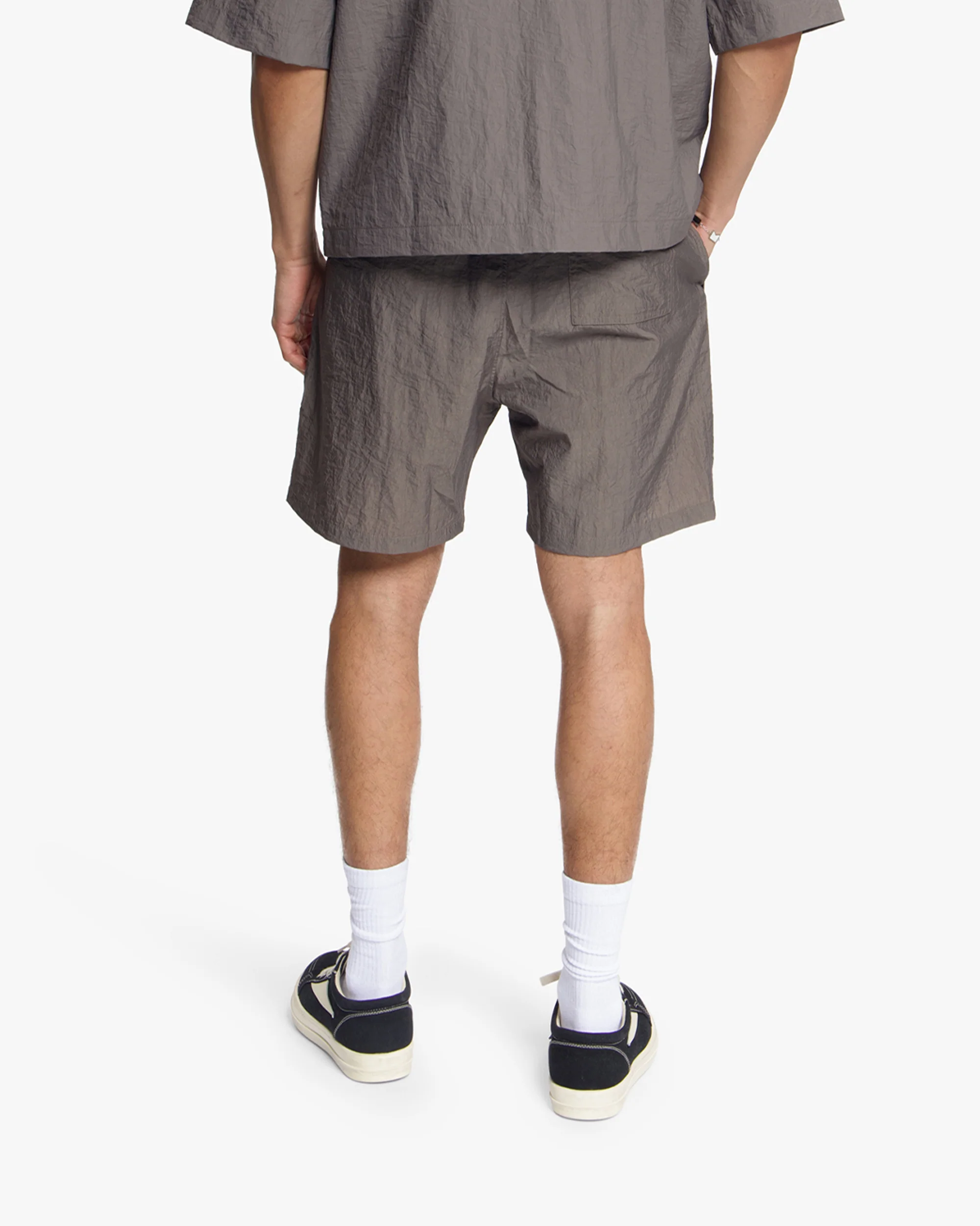 Croyez Crinkle Patch Shorts | Washed Brown - Image 4