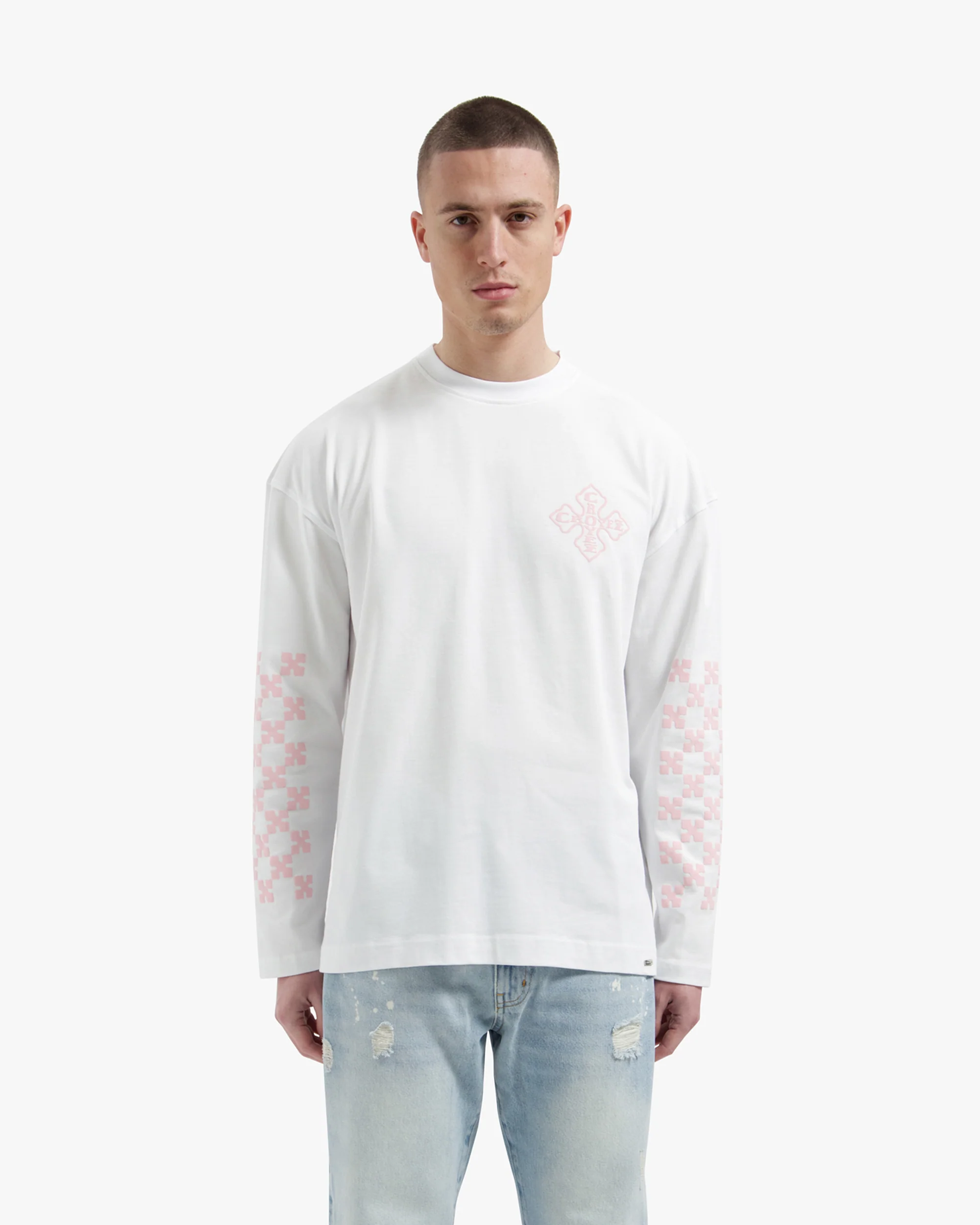 Croyez Cross Longsleeve | White/Pink - Image 3