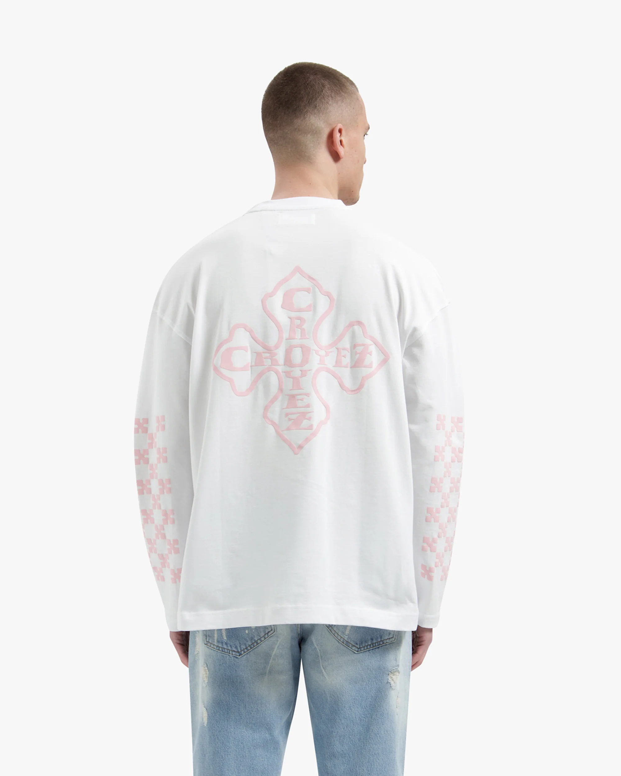 Croyez Cross Longsleeve | White/Pink - Image 4