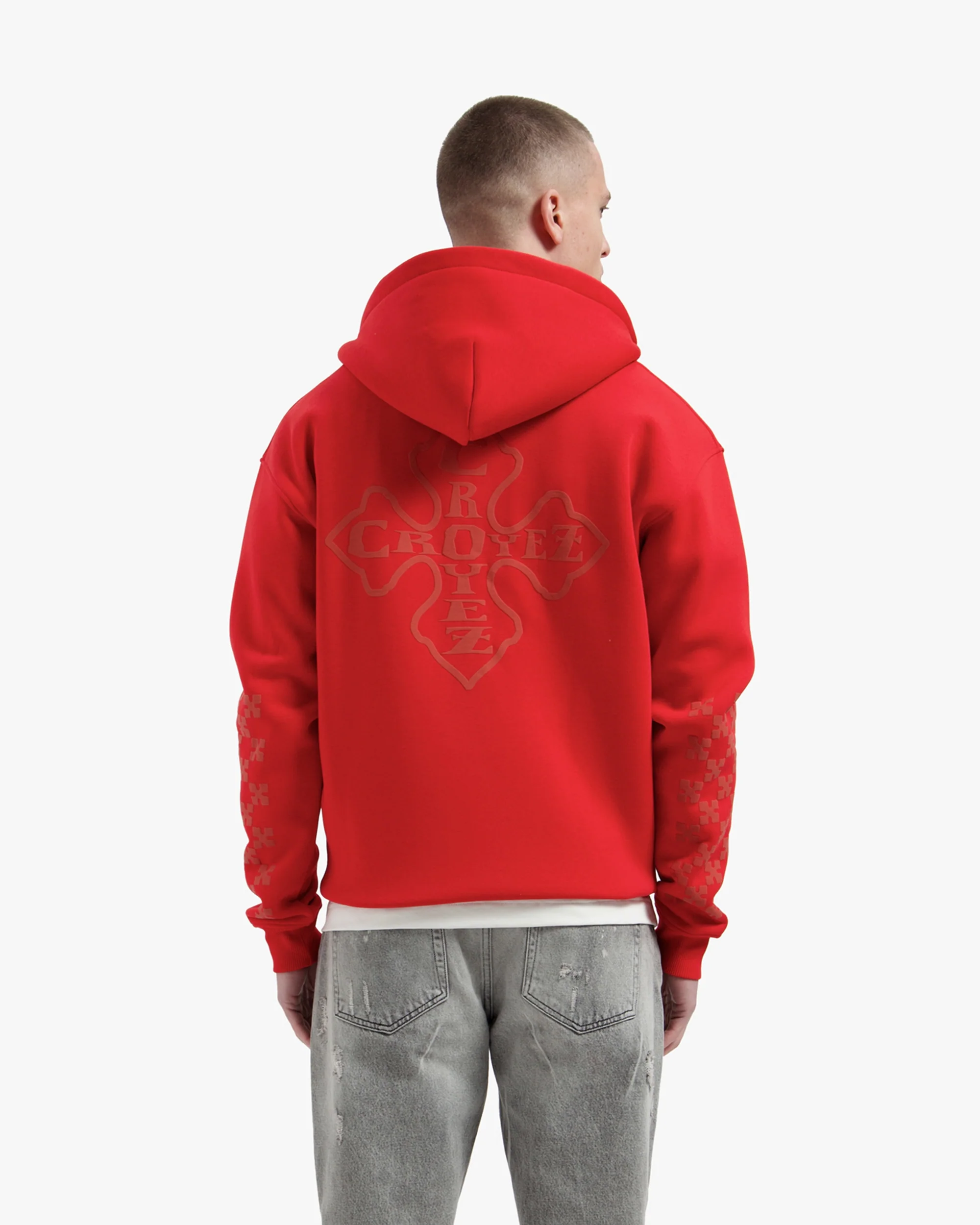 Croyez Cross Zip Hoodie | Red - Image 4