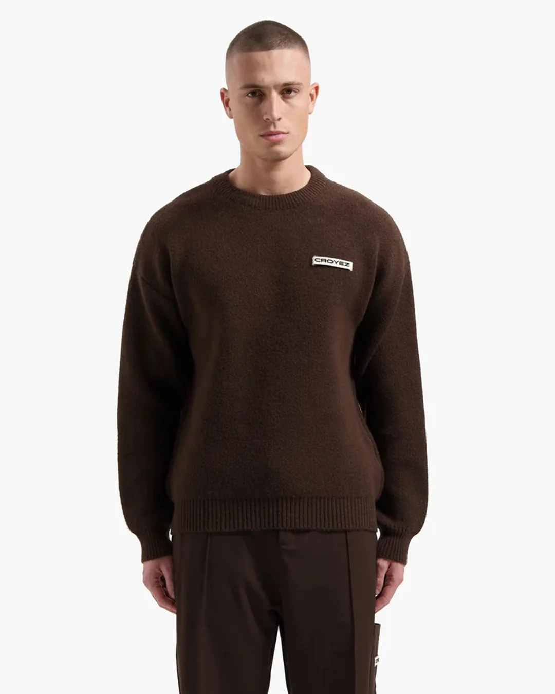 Croyez Etiquette Knit Sweater | Brown - Image 3