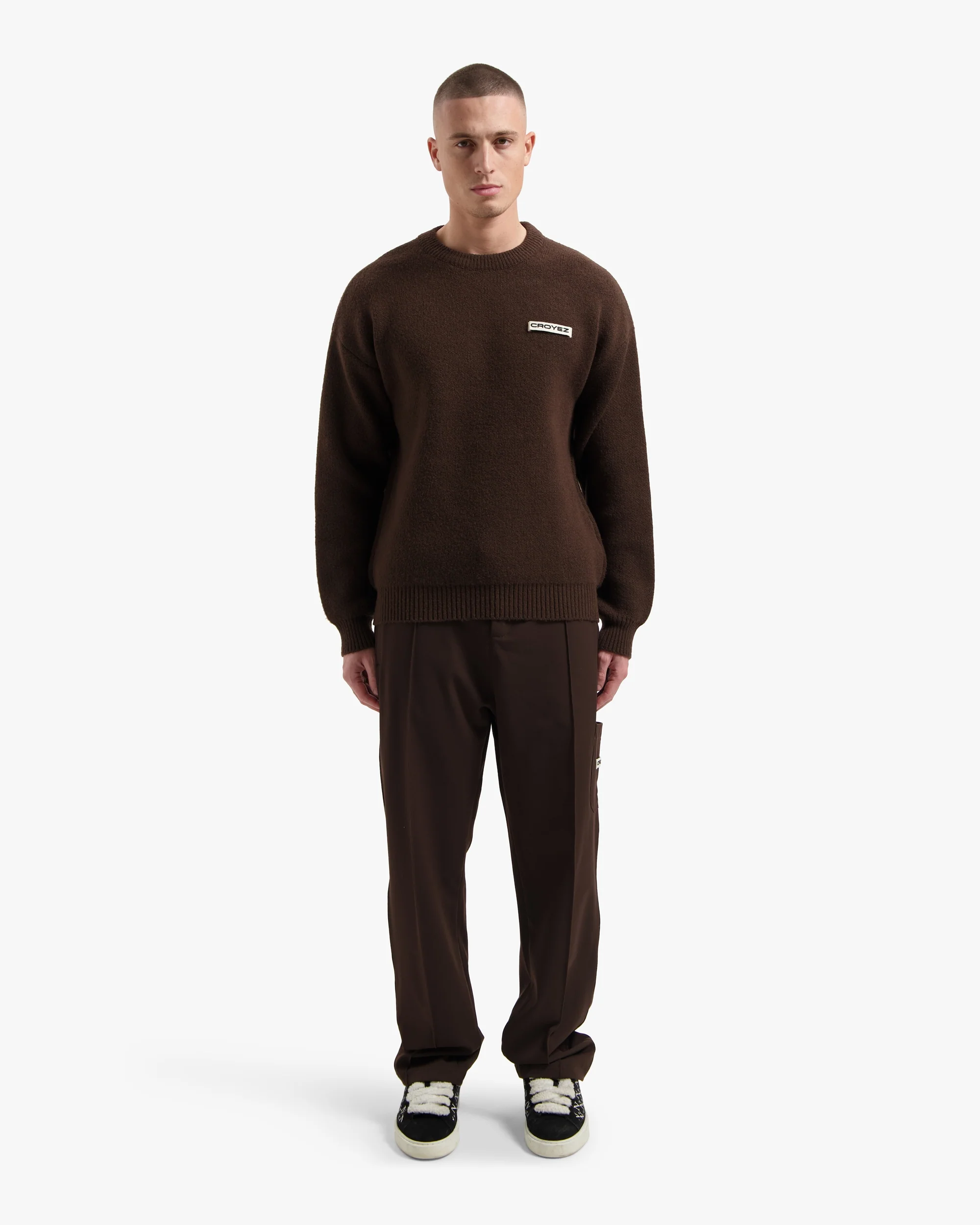 Croyez Etiquette Knit Sweater | Brown - Image 5