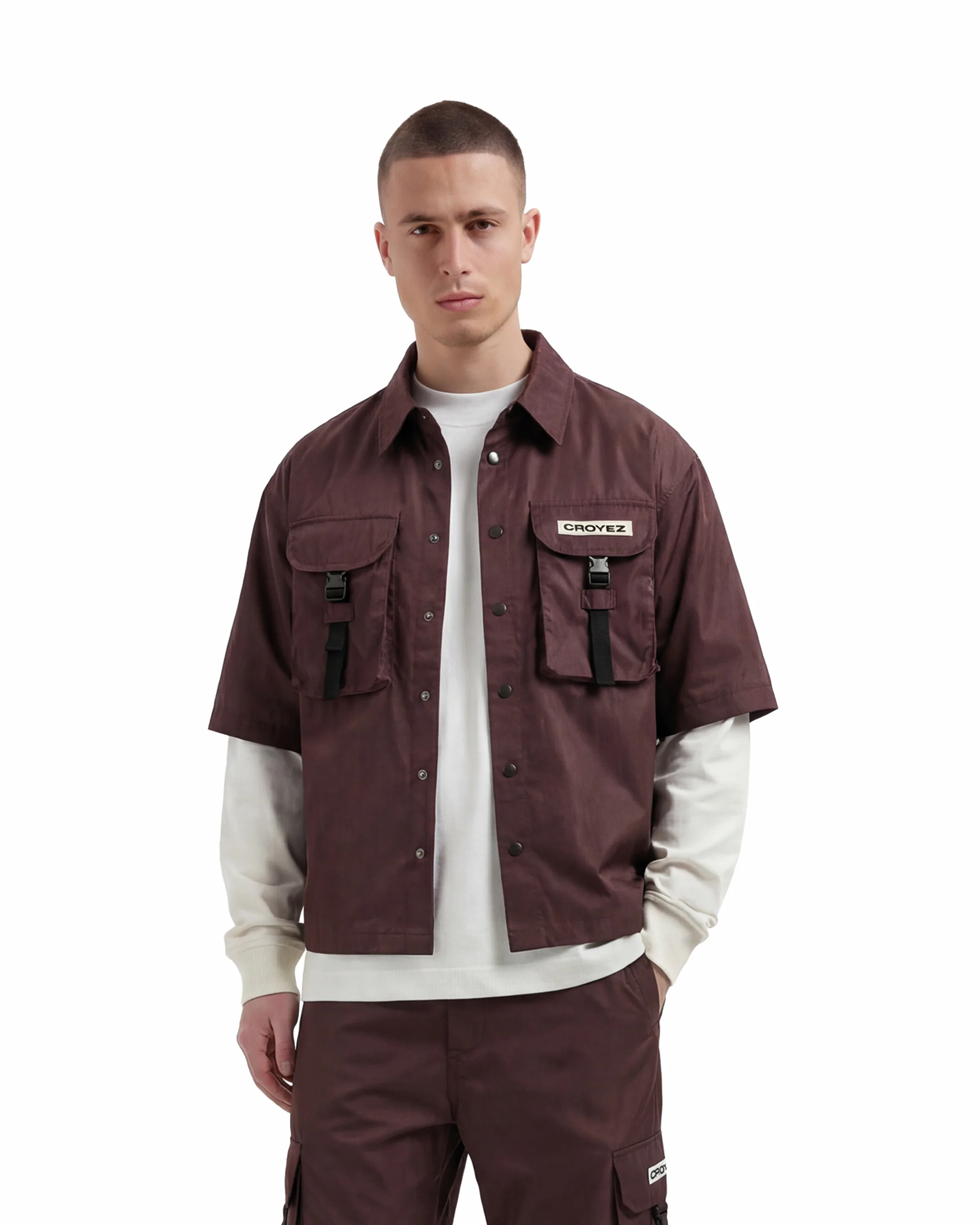 Croyez Etiquette Nylon Jacket | Burgundy - Image 3