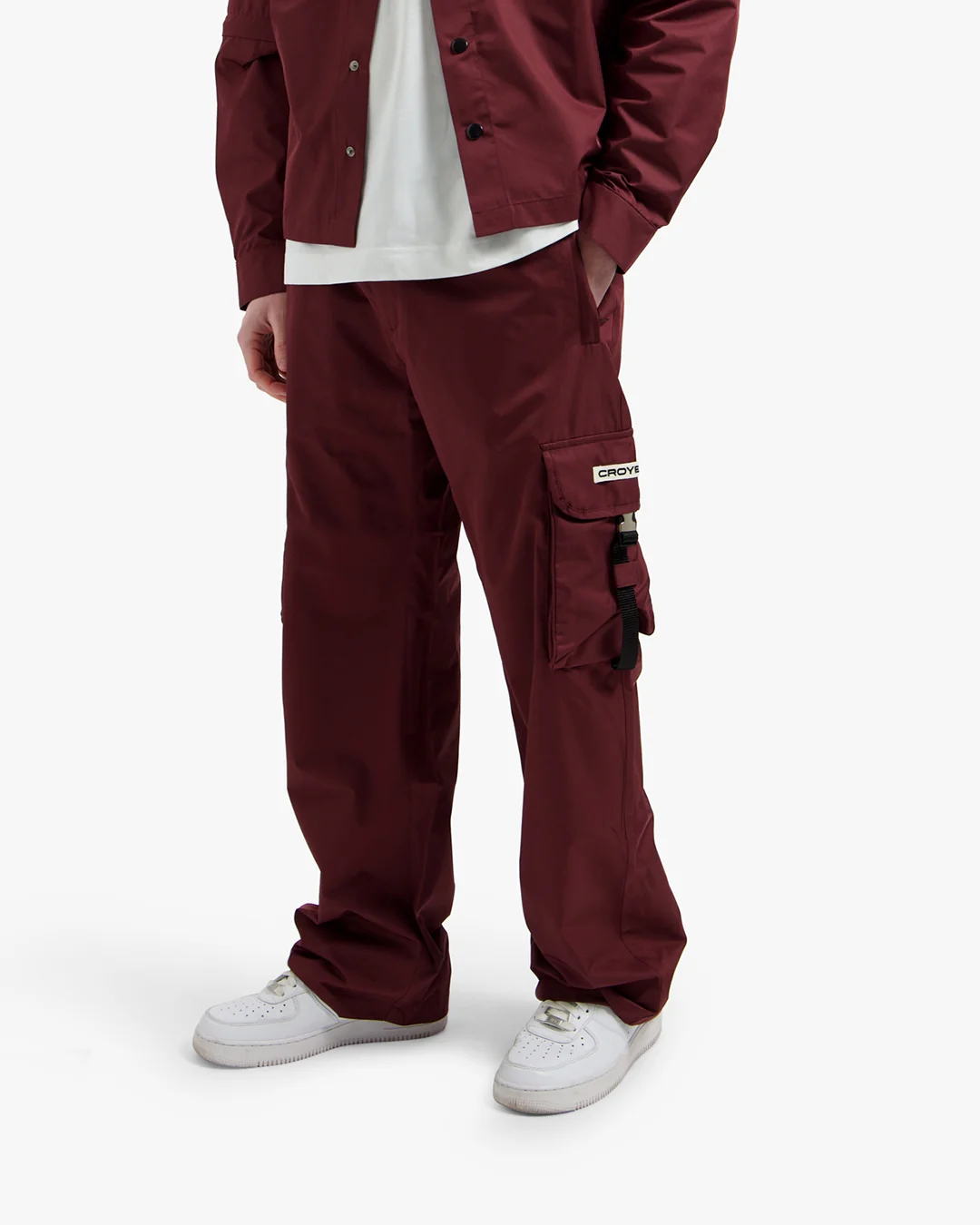 Croyez Etiquette Nylon Pants | Burgundy - Image 3