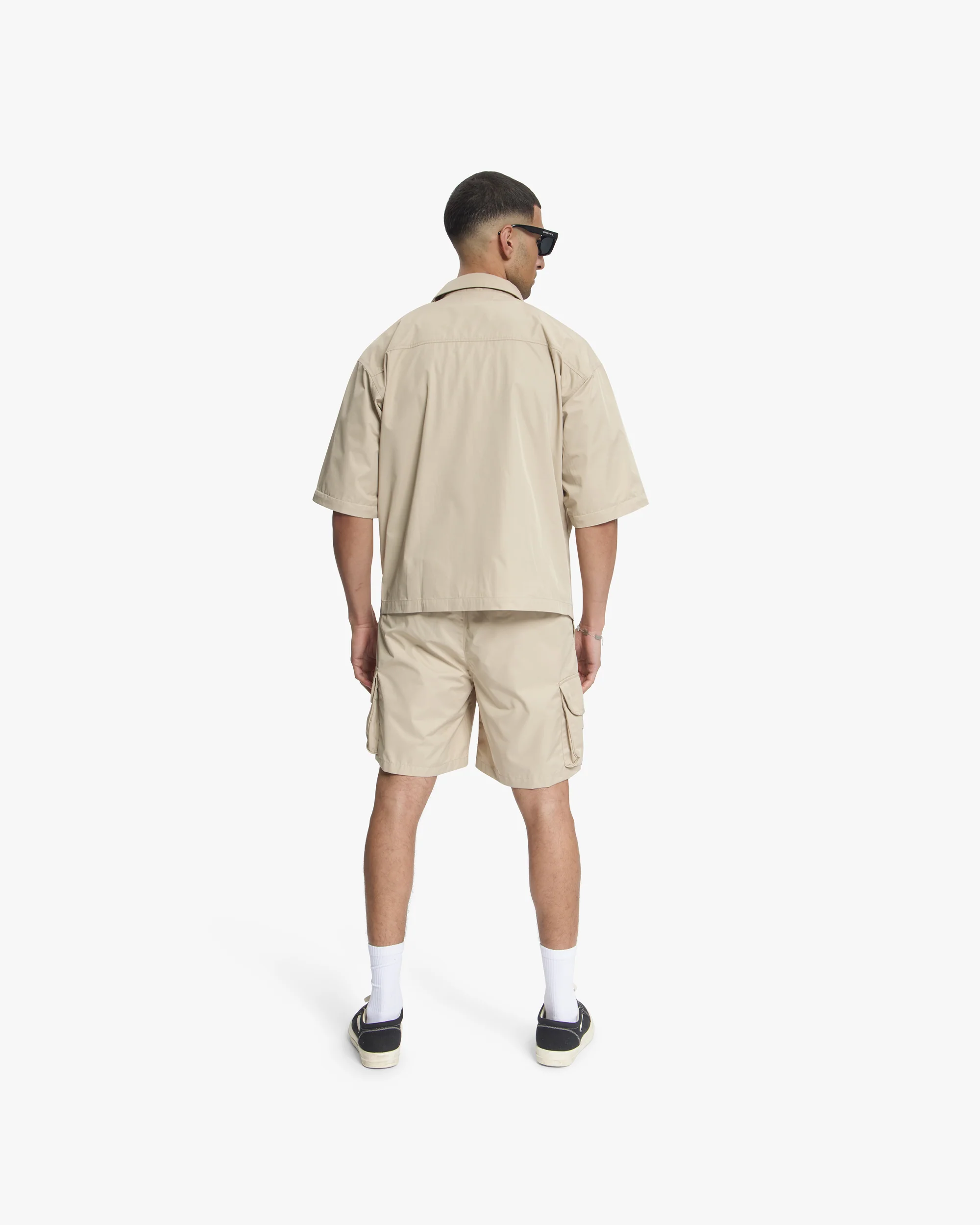 Croyez Etiquette Nylon Shorts | Beige - Image 6