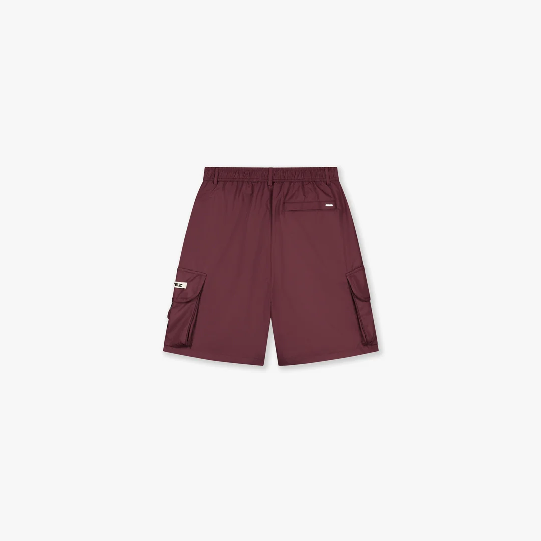 Croyez Etiquette Nylon Shorts | Burgundy - Image 2