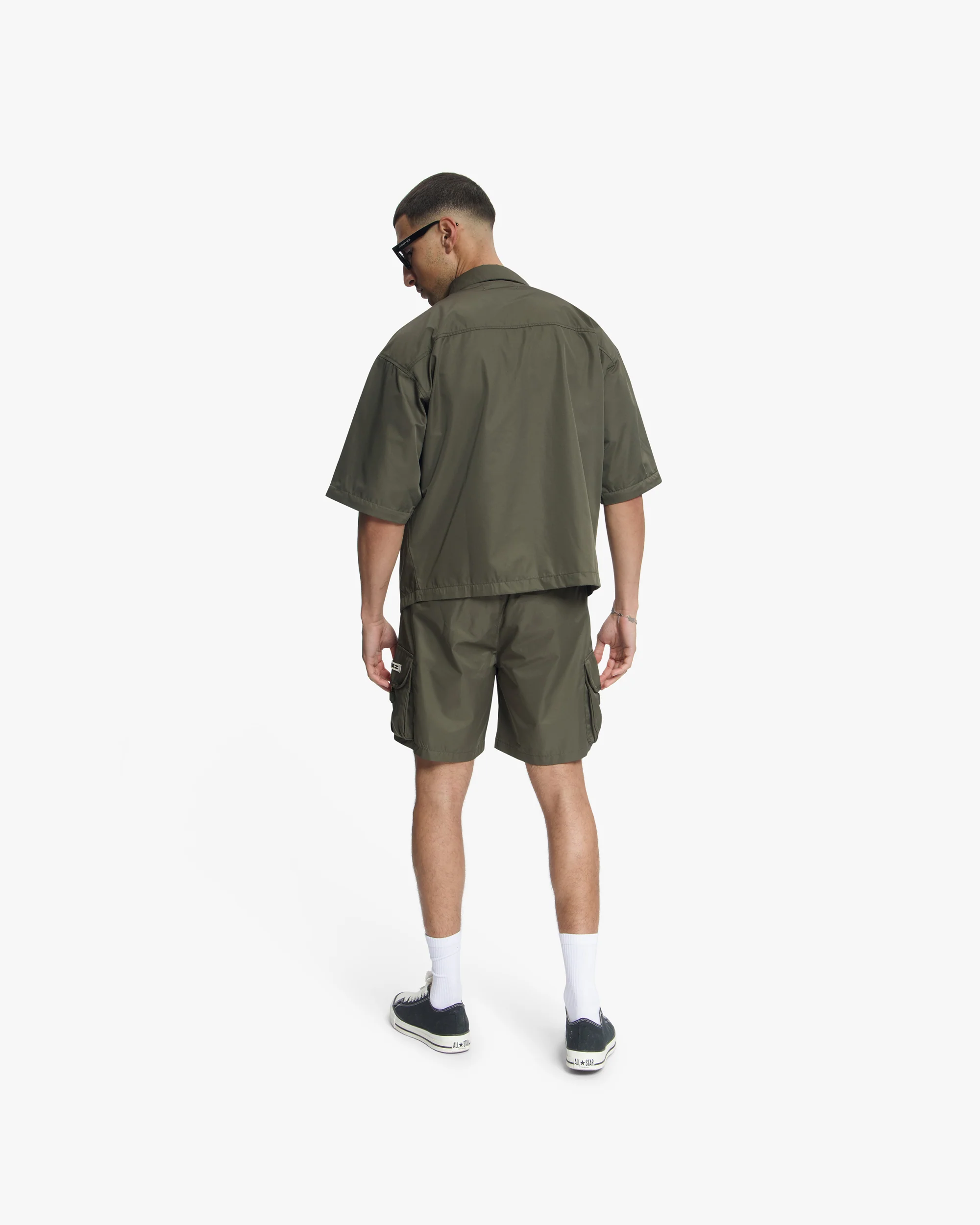 Croyez Etiquette Nylon Shorts | Dusty Olive - Image 6