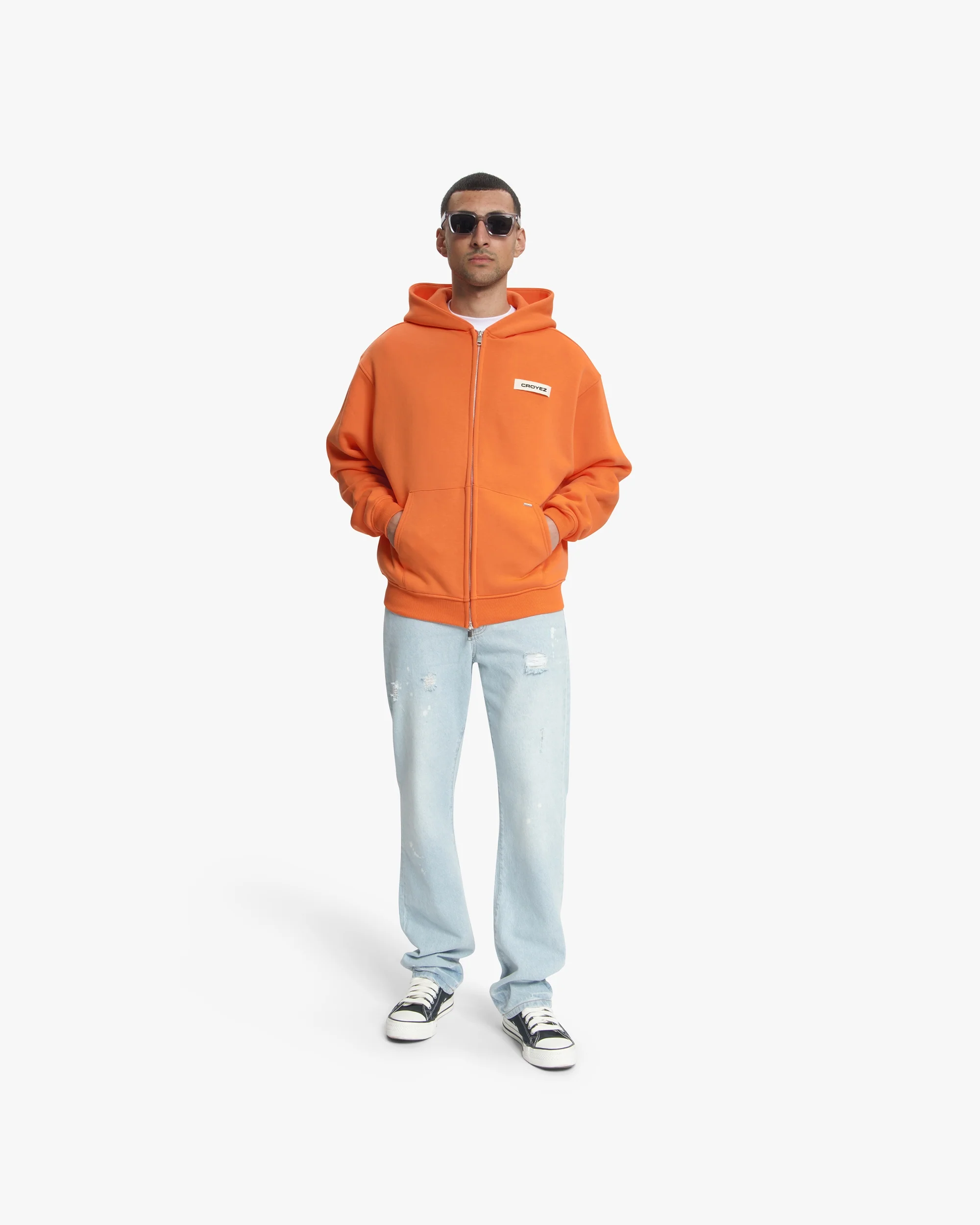 Croyez Etiquette Zip Hoodie | Orange - Image 5