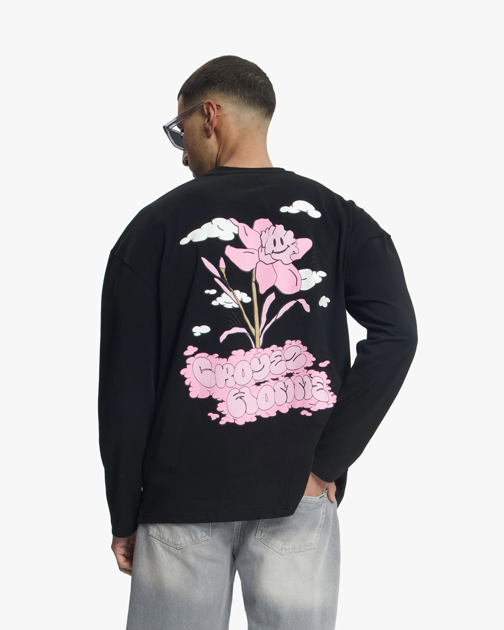 Croyez Fleur Heureuse Longsleeve | Black - Image 4