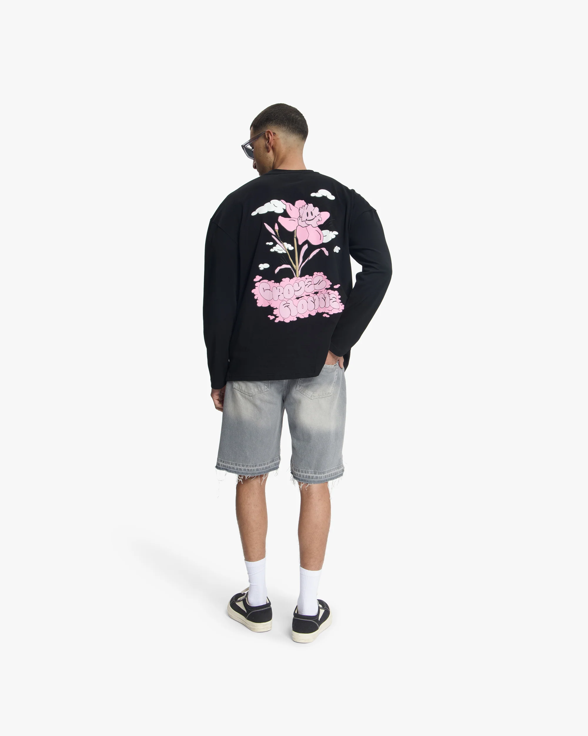 Croyez Fleur Heureuse Longsleeve | Black - Image 6
