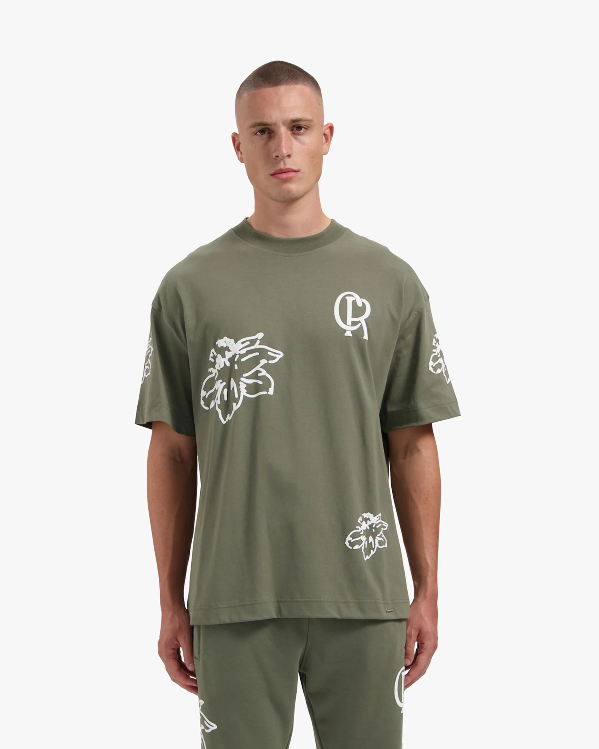 CROYEZ FLOWER T-SHIRT | DUSTY OLIVE - Image 3