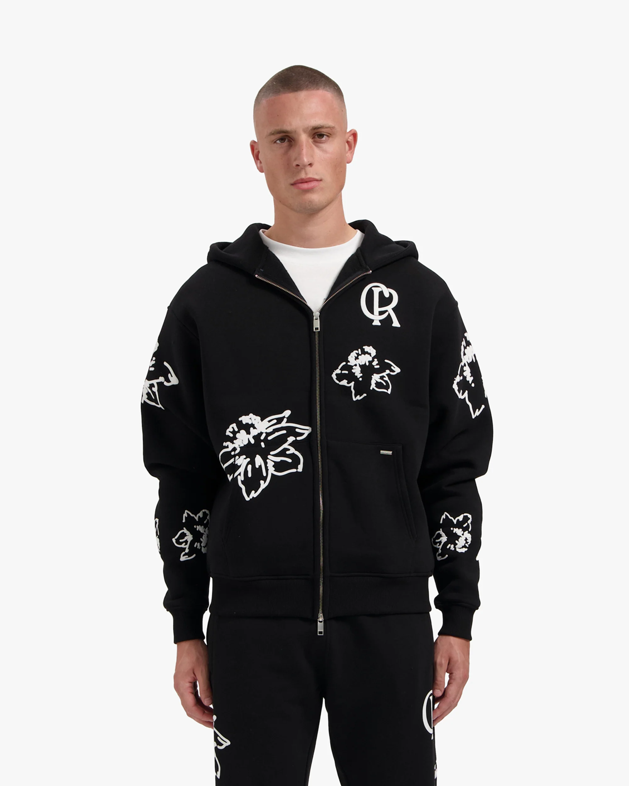 CROYEZ FLOWER ZIP-HOODIE | BLACK - Image 3