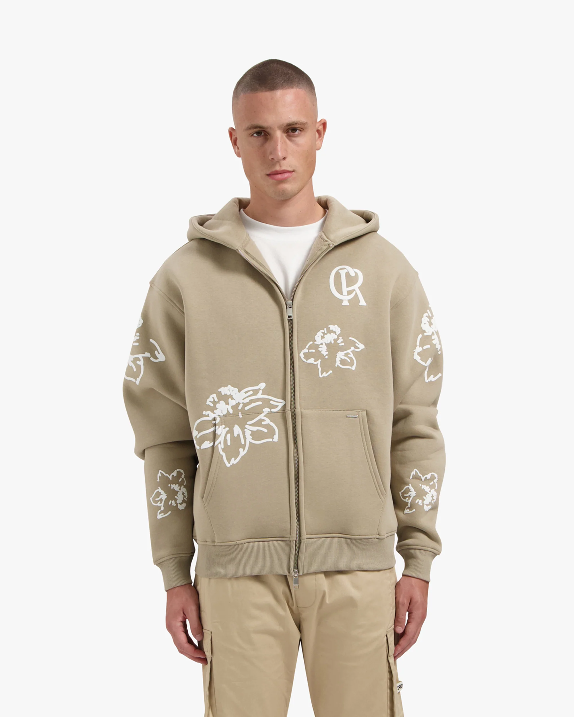CROYEZ FLOWER ZIP-HOODIE | SAND - Image 3