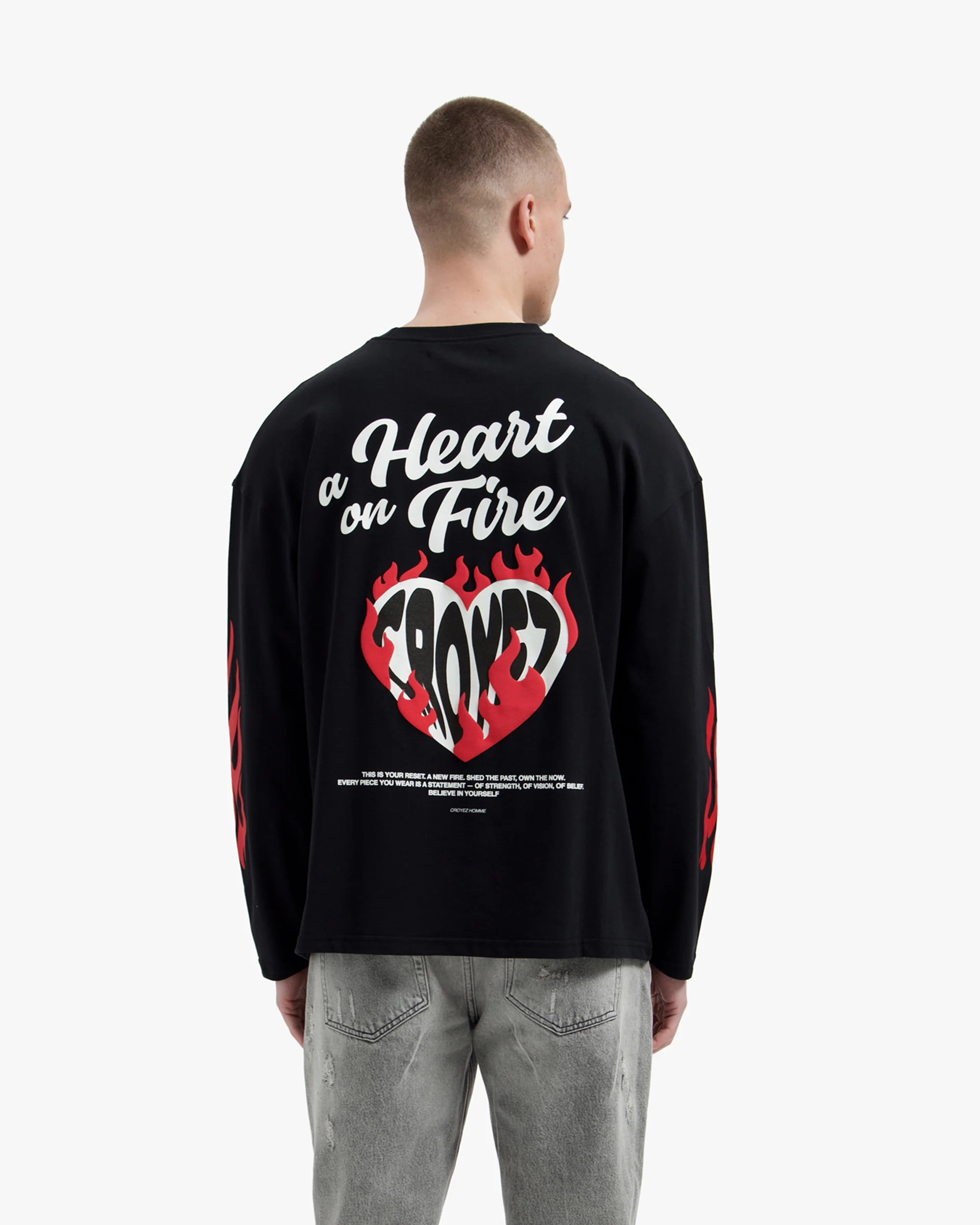 Croyez Heart On Fire Longsleeve | Vintage Black - Image 4