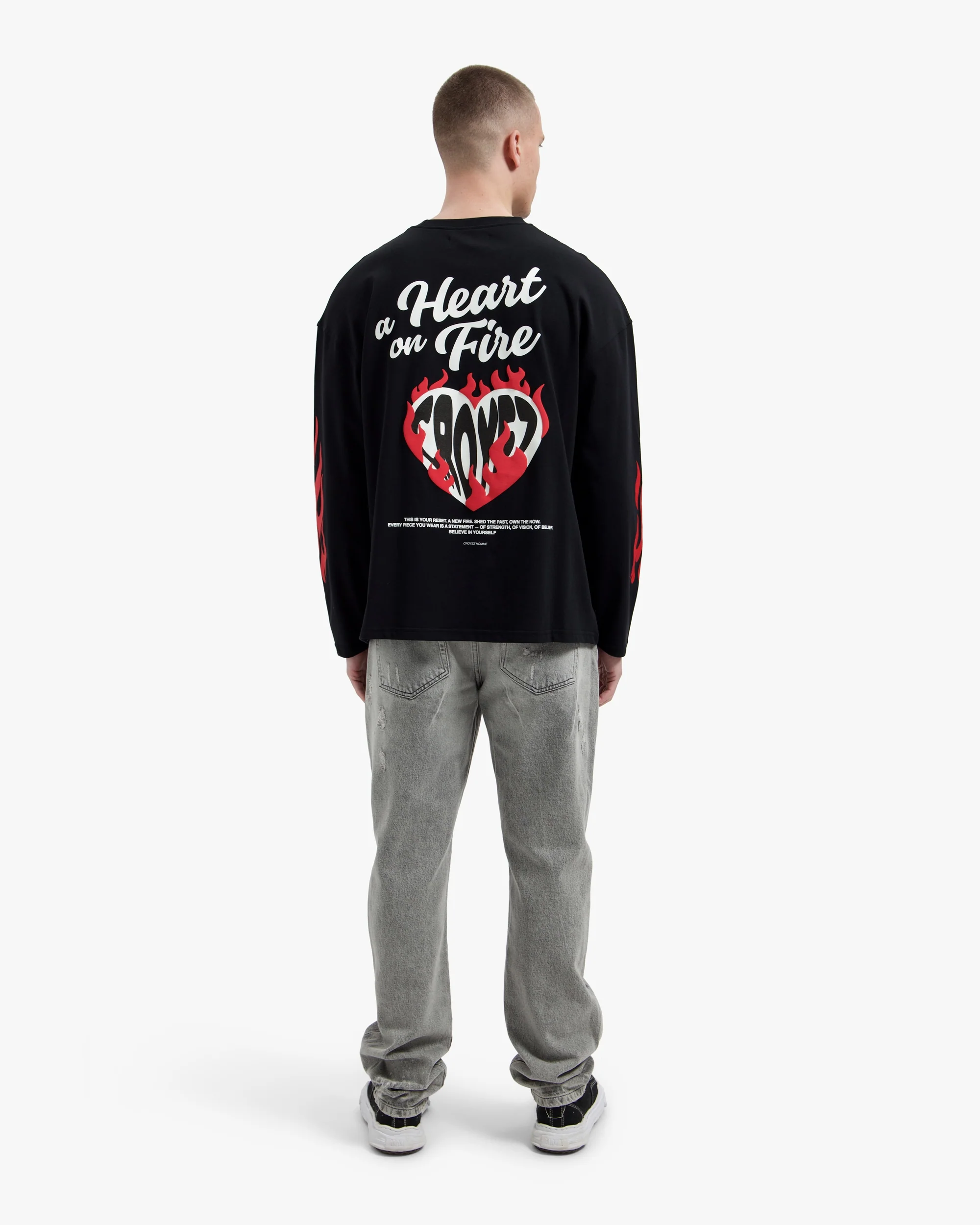 Croyez Heart On Fire Longsleeve | Vintage Black - Image 6