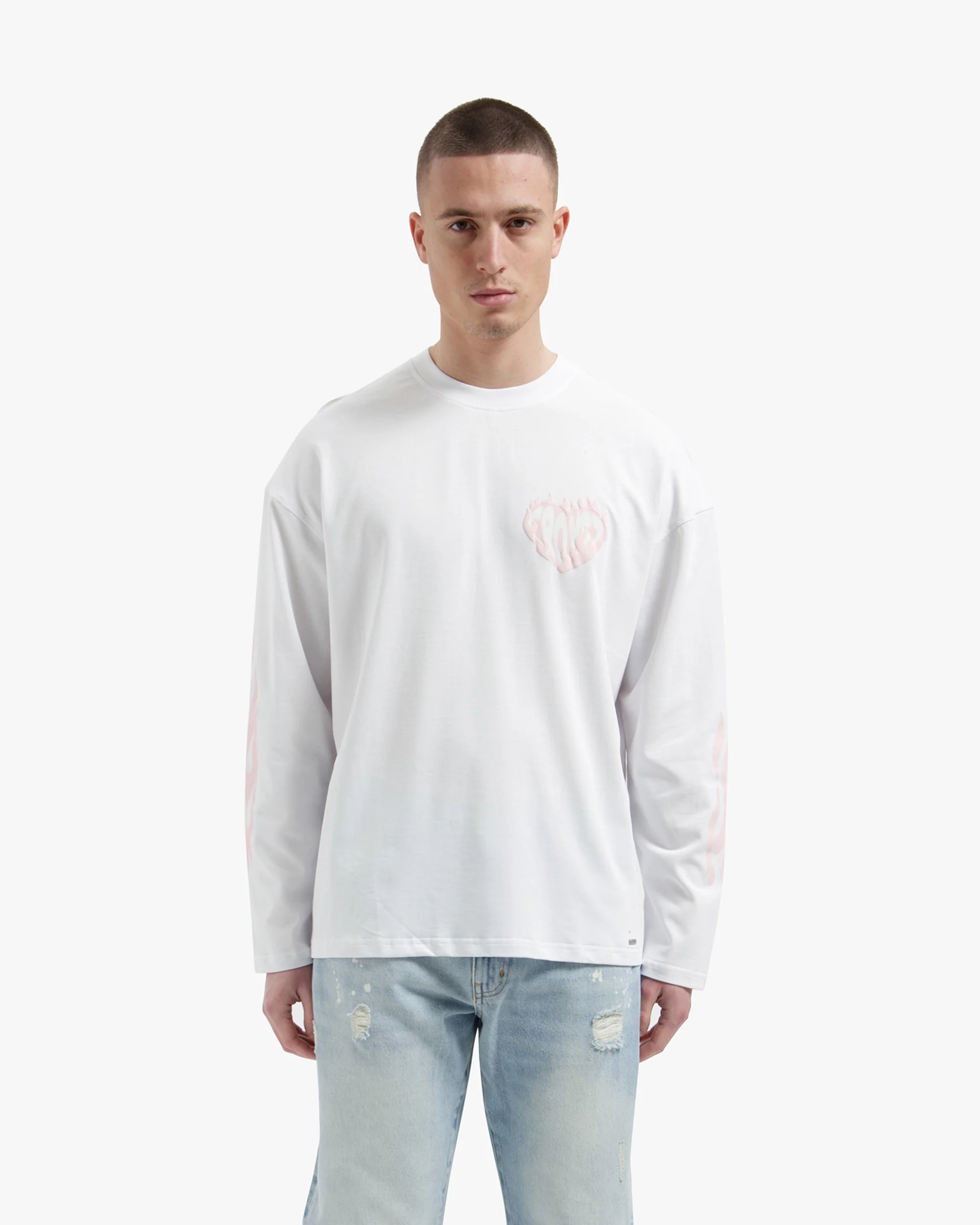 Croyez Heart On Fire Longsleeve | White/Pink - Image 3