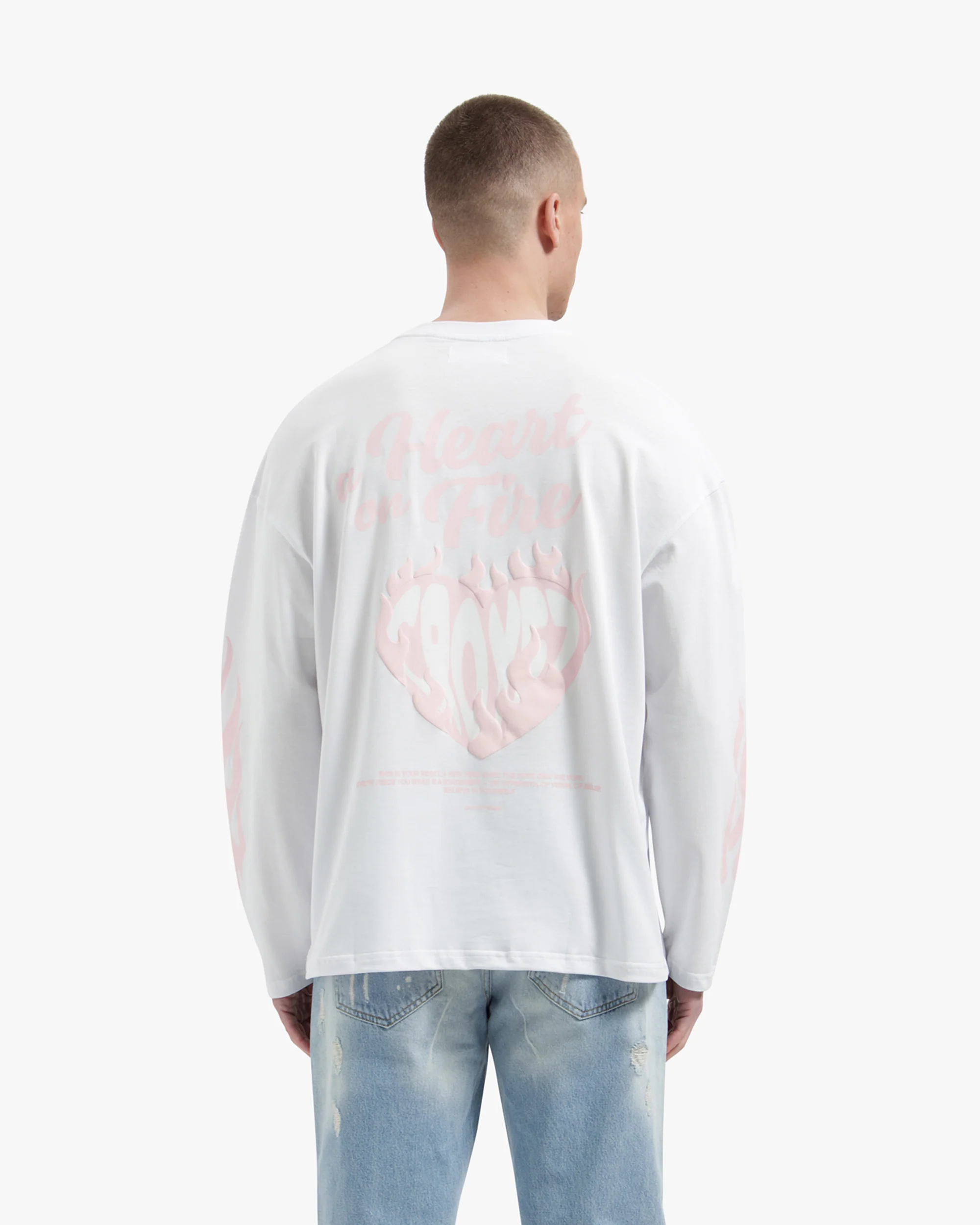 Croyez Heart On Fire Longsleeve | White/Pink - Image 4