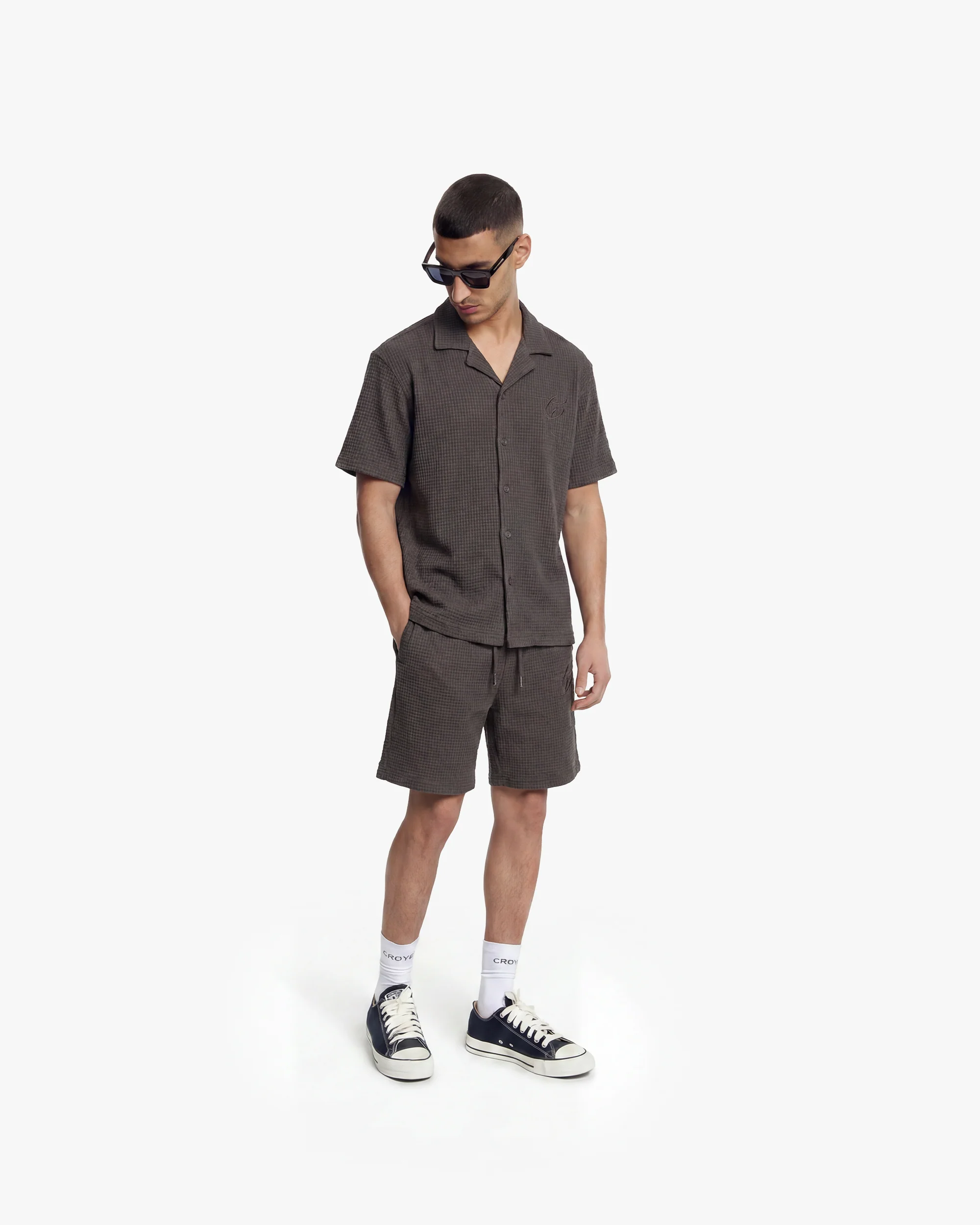 Croyez Initial Waffle Shirt | Washed Brown - Image 5
