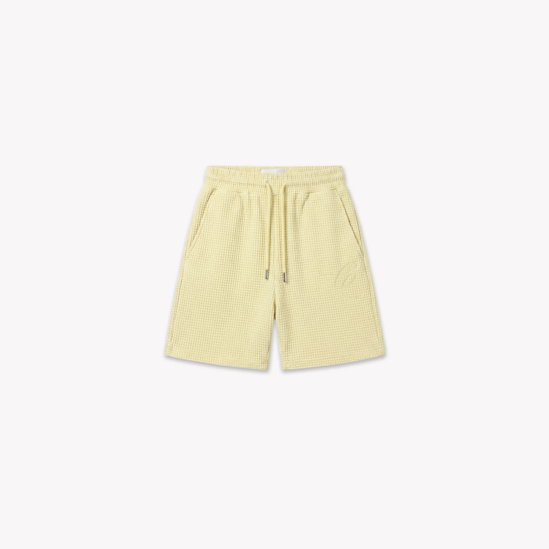 Croyez Initial Waffle Shorts | Butter Yellow