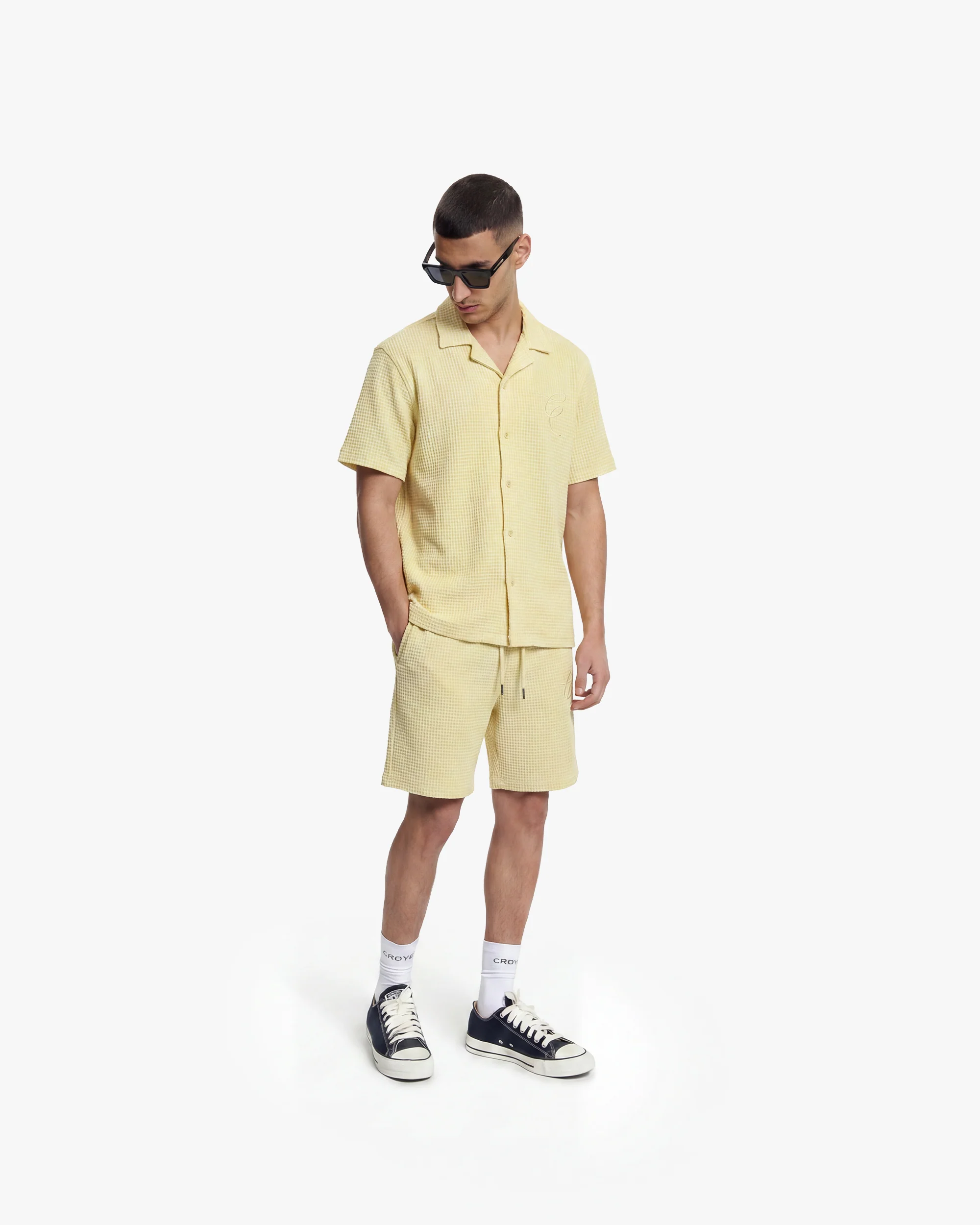 Croyez Initial Waffle Shorts | Butter Yellow - Image 5