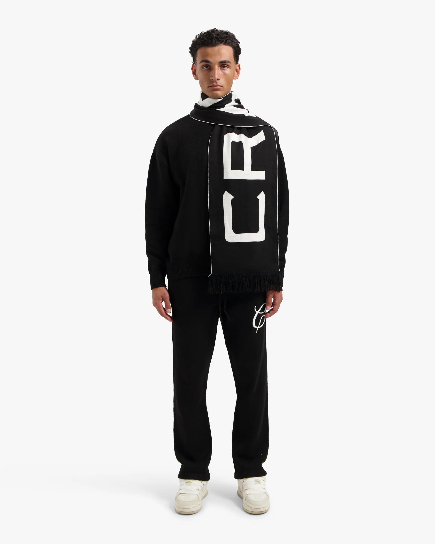 CROYEZ JACQUARD LOGO SCARF | BLACK/OFF-WHITE - Image 10