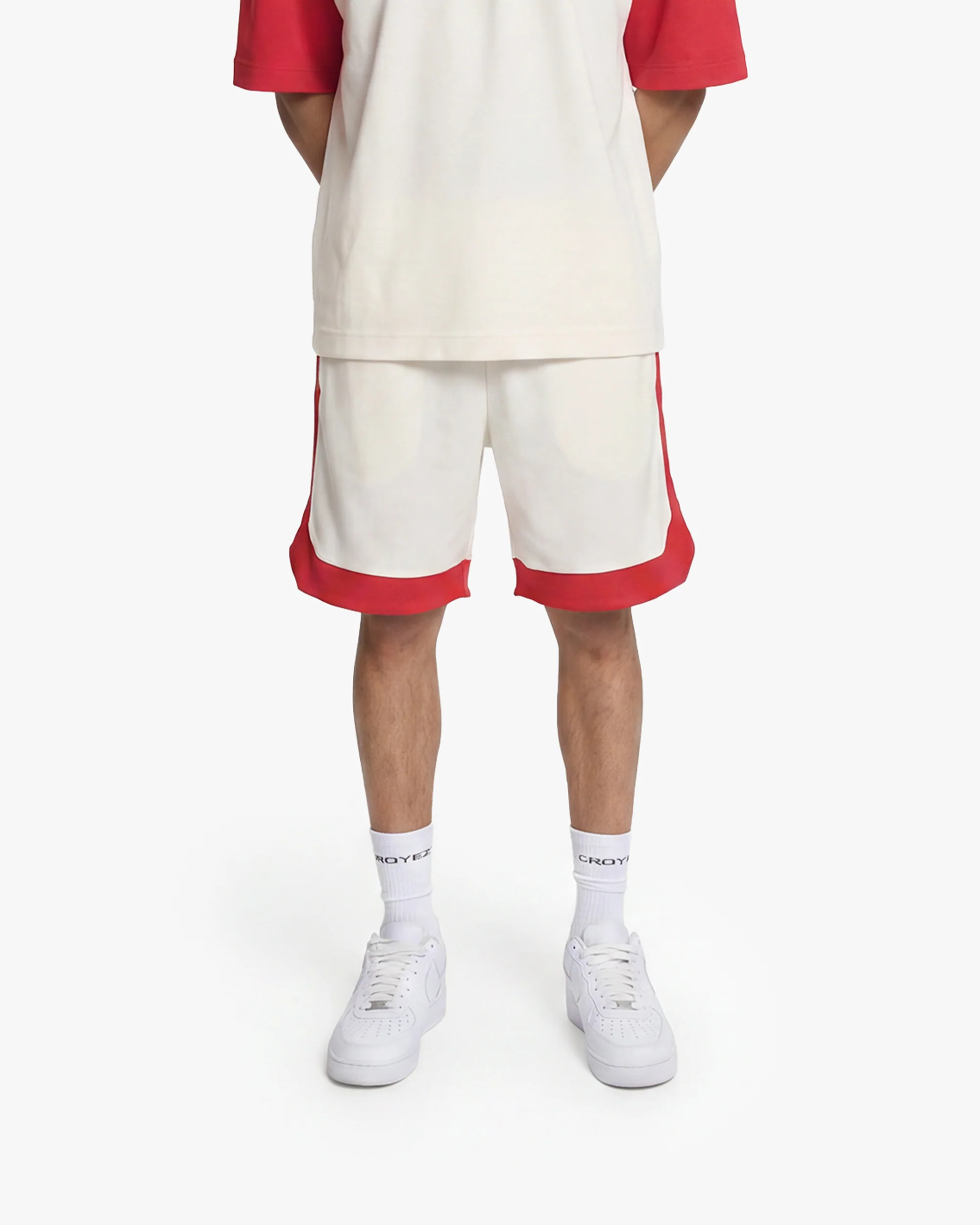 Croyez Jersey Sport Shorts | Off-White/Red - Image 3