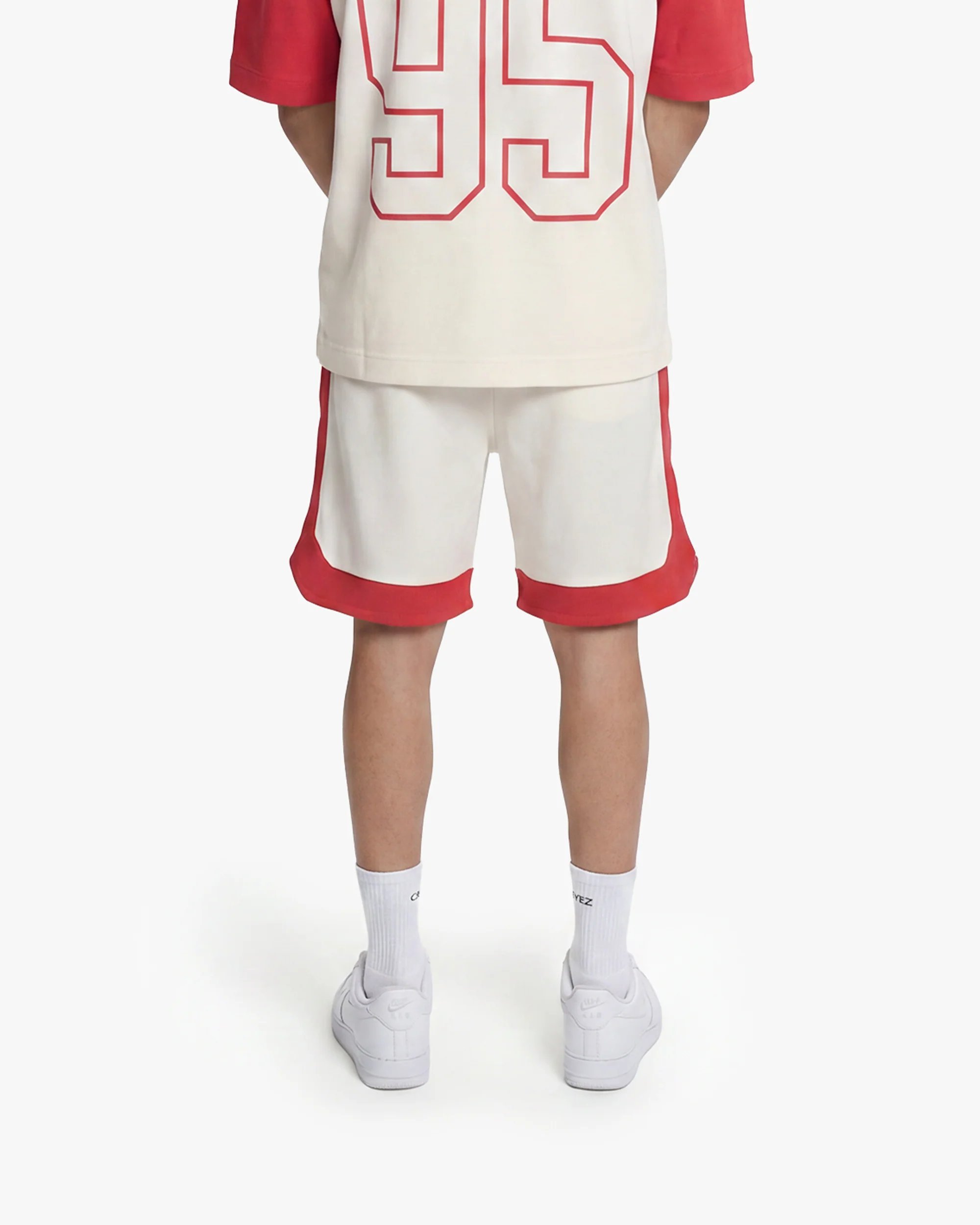 Croyez Jersey Sport Shorts | Off-White/Red - Image 4