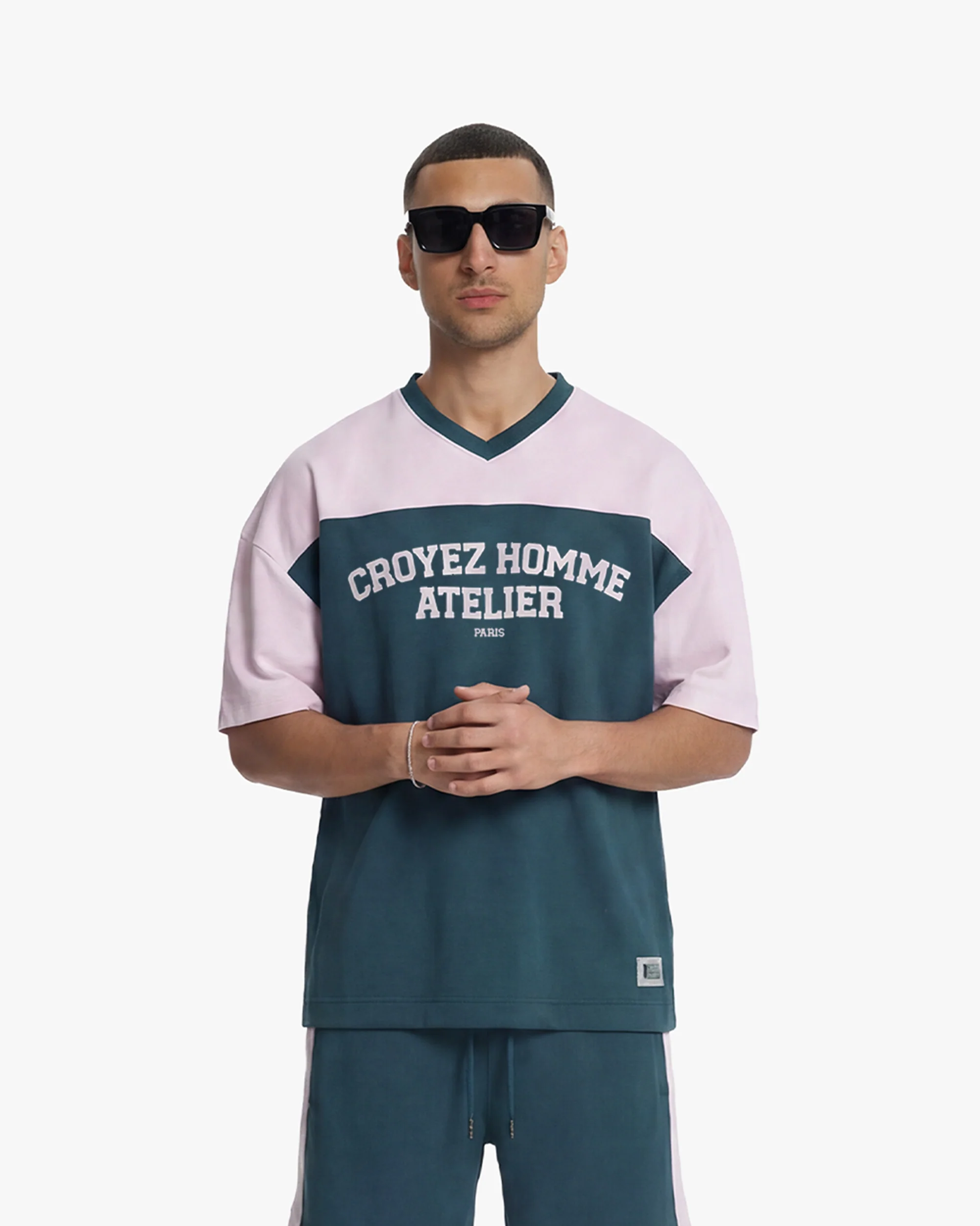 Croyez Jersey Sport T-Shirt | Dark Teal/Pink - Image 3