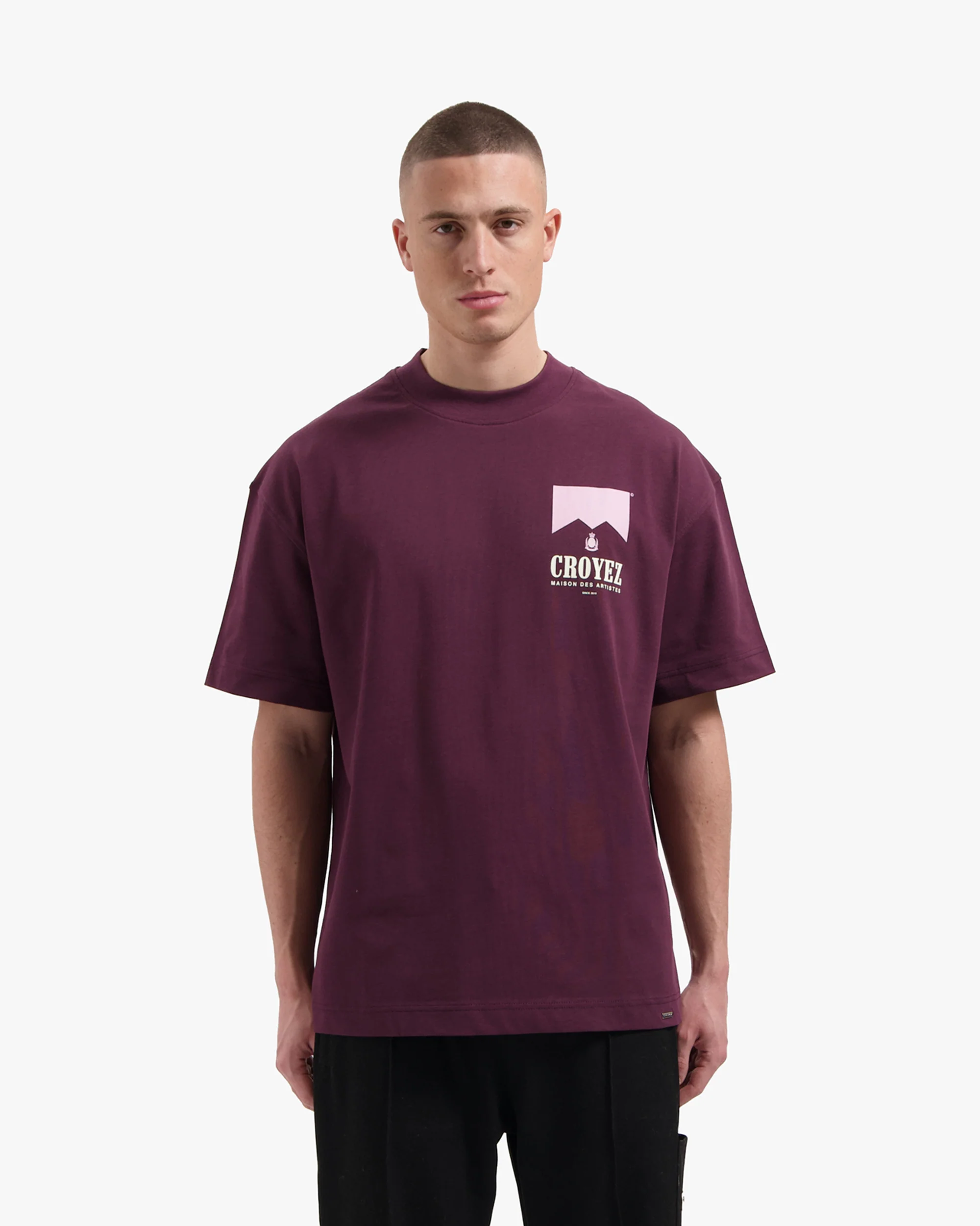 Croyez Maison Fumes T-Shirt | Burgundy - Image 3