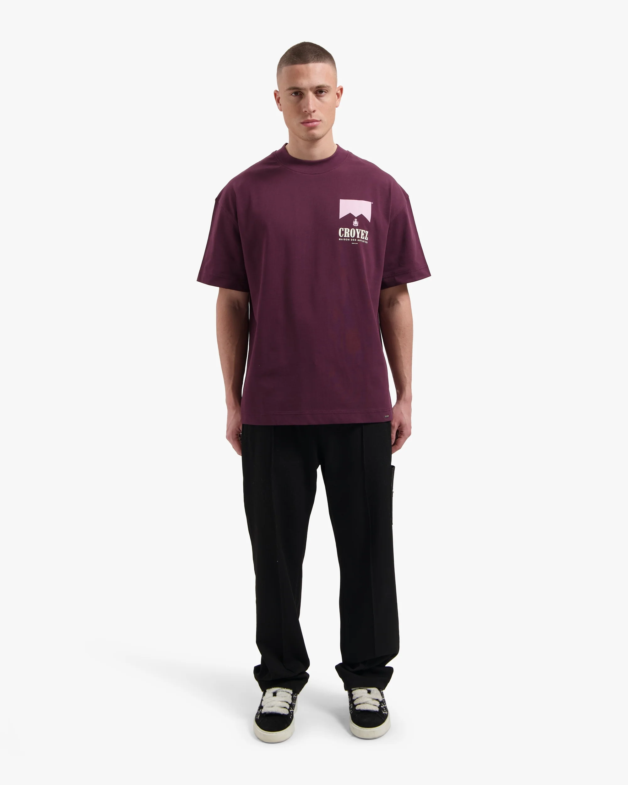 Croyez Maison Fumes T-Shirt | Burgundy - Image 5