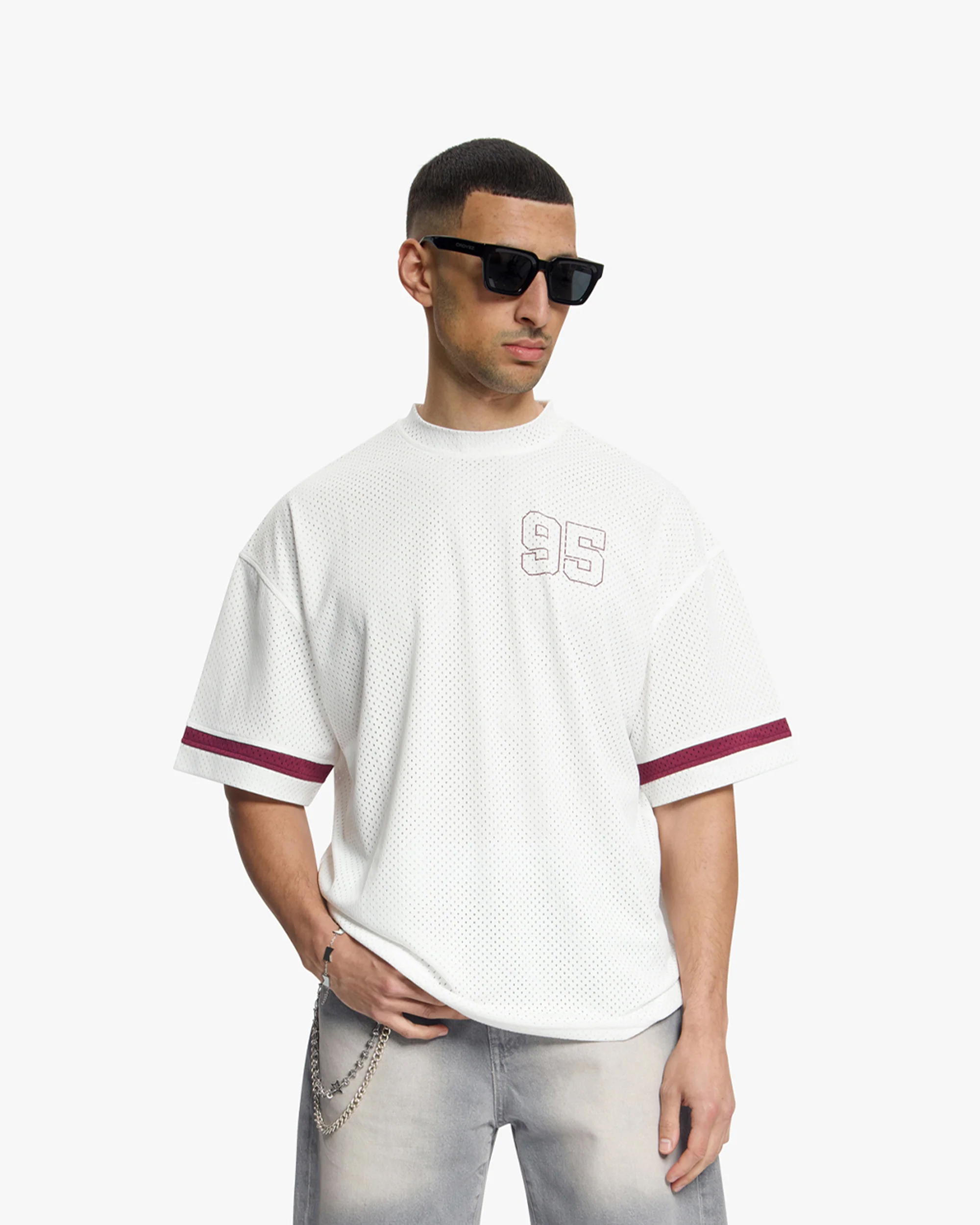 Croyez Mesh Jersey | Off-White/Cherry - Image 3