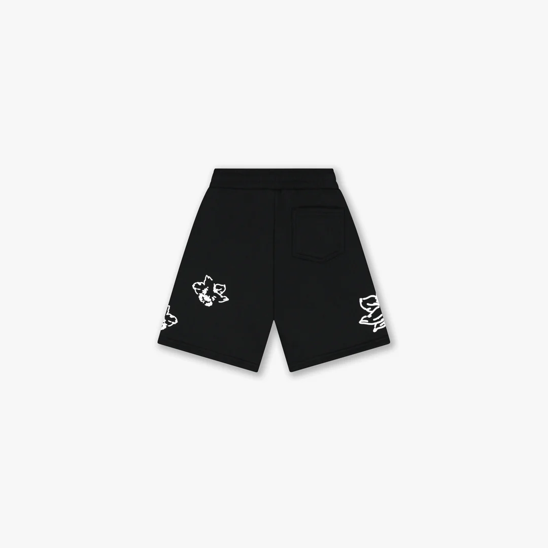 Croyez Mini Initial Flower Shorts | Black/White - Image 2