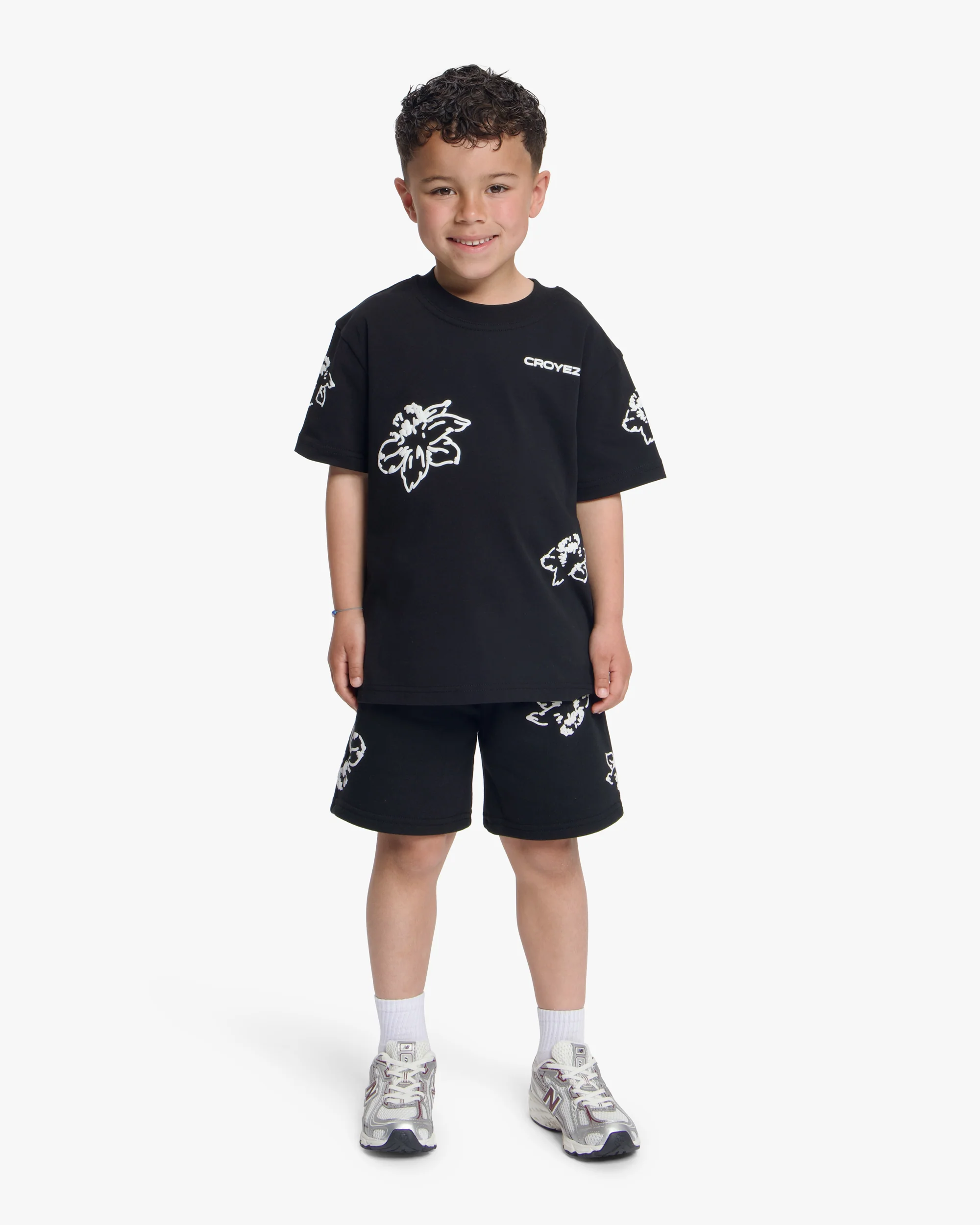 Croyez Mini Initial Flower T-Shirt | Black/White - Image 3