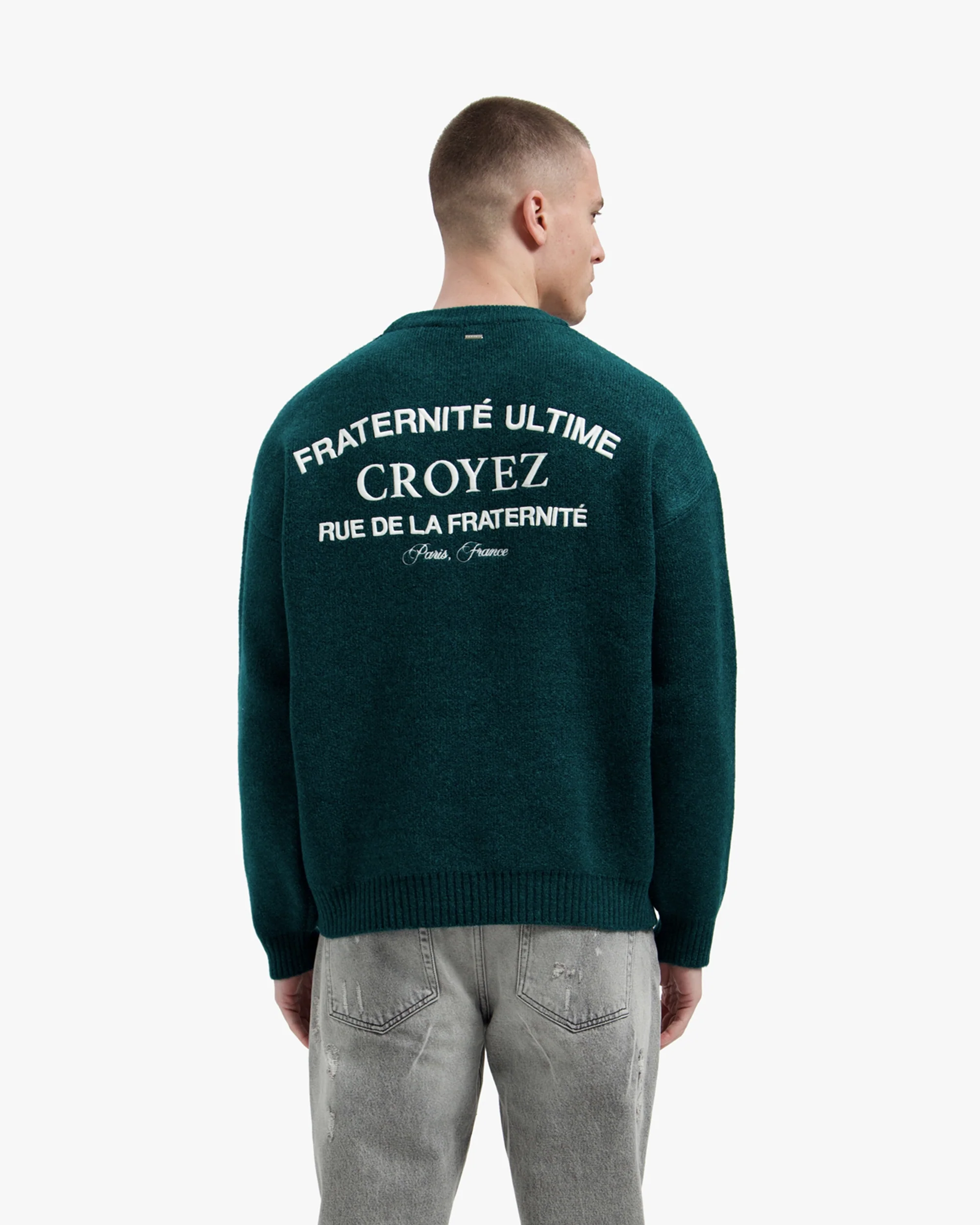 Croyez Original Fraternite Knit Sweater | Dark Teal - Image 4