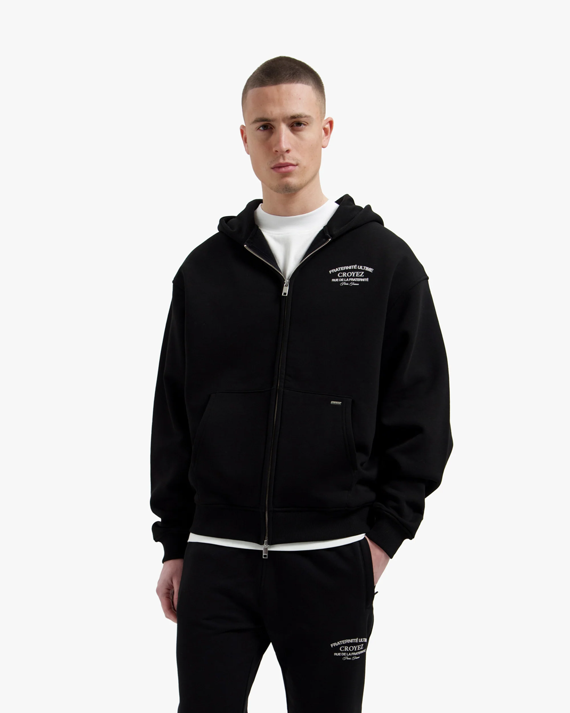 Croyez Original Fraternite Zip Hoodie | Black - Image 3