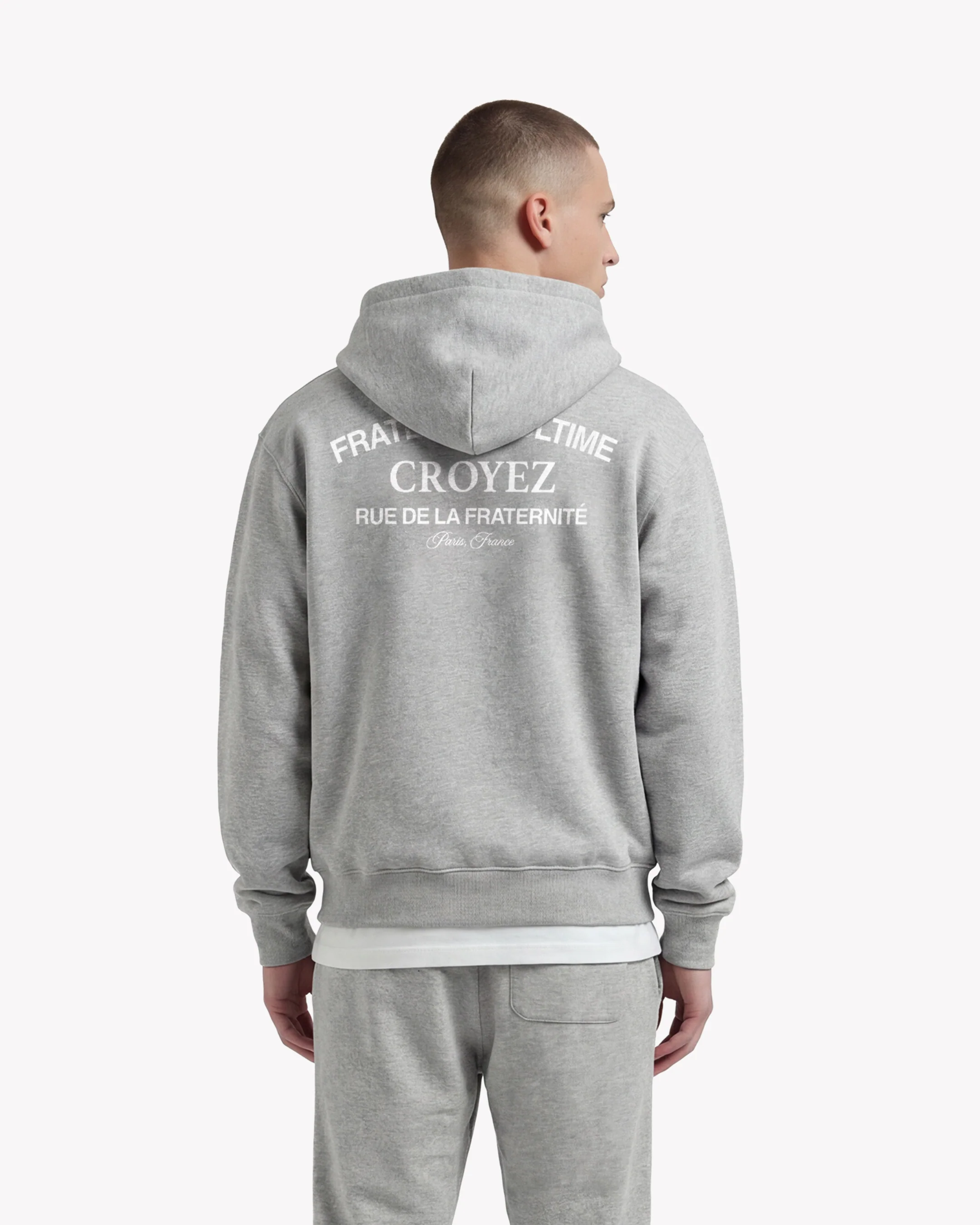 Croyez Original Fraternite Zip Hoodie | Grey Melange - Image 4
