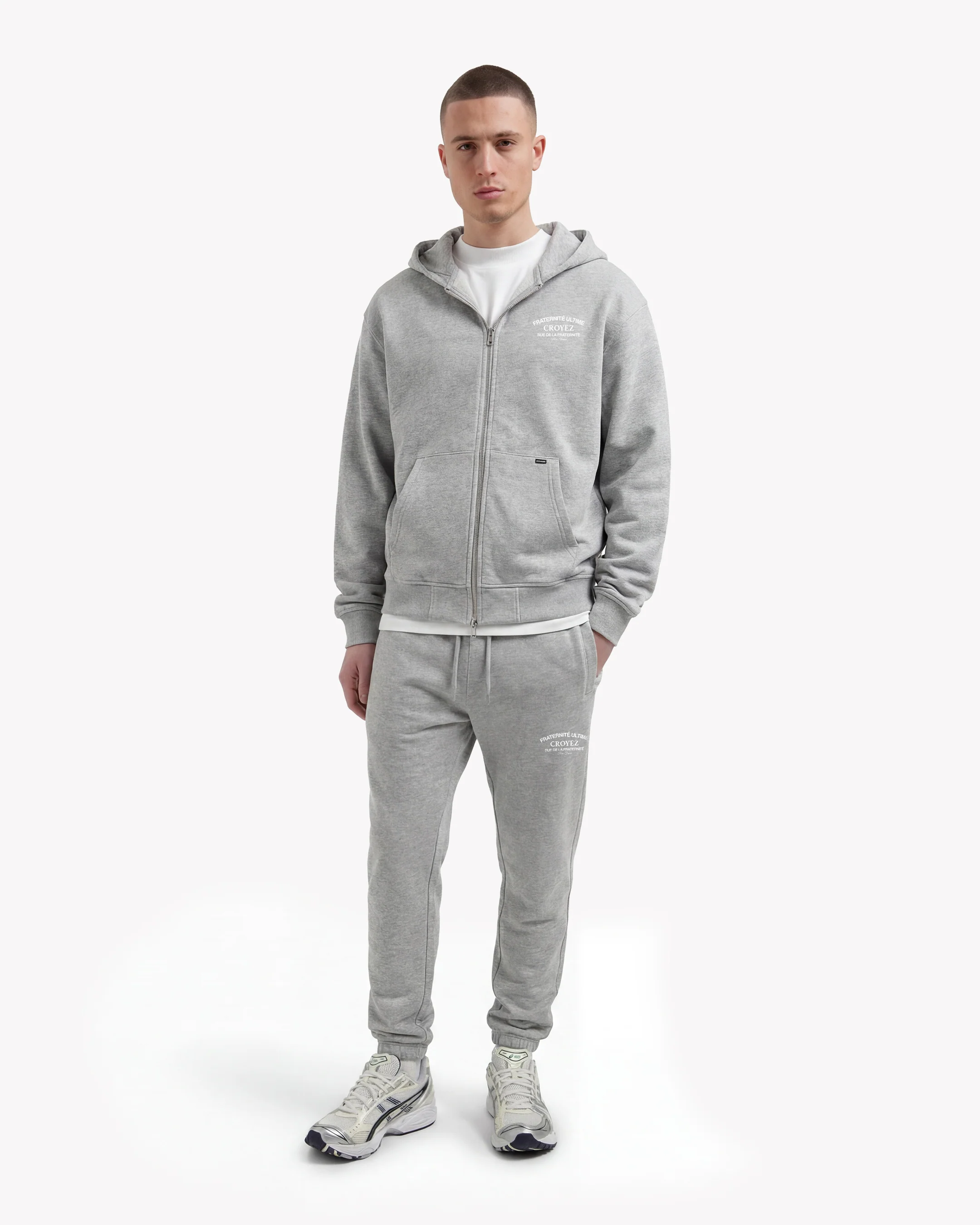 Croyez Original Fraternite Zip Hoodie | Grey Melange - Image 5