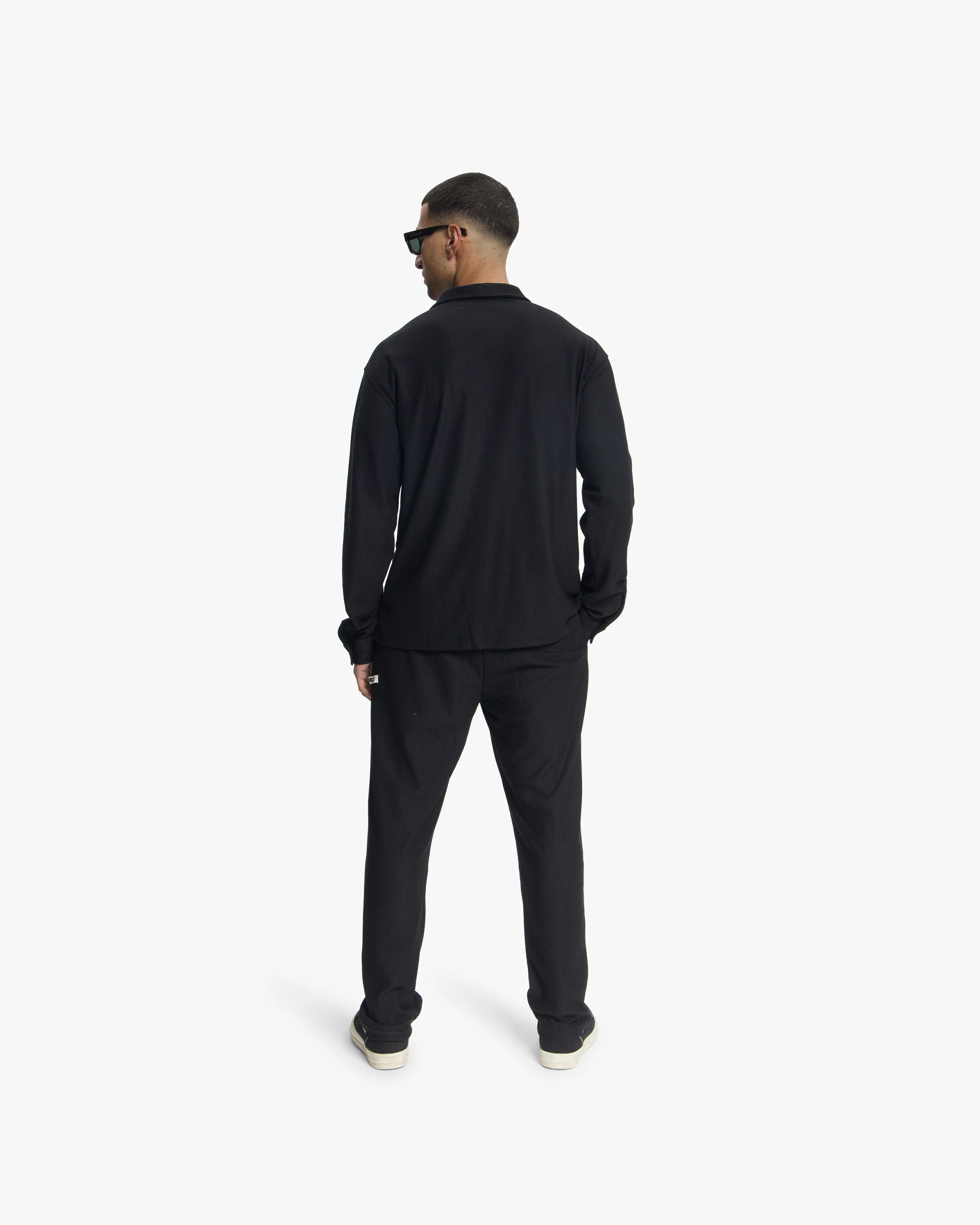 Croyez Plisse Straight Leg Pants | Black - Image 6