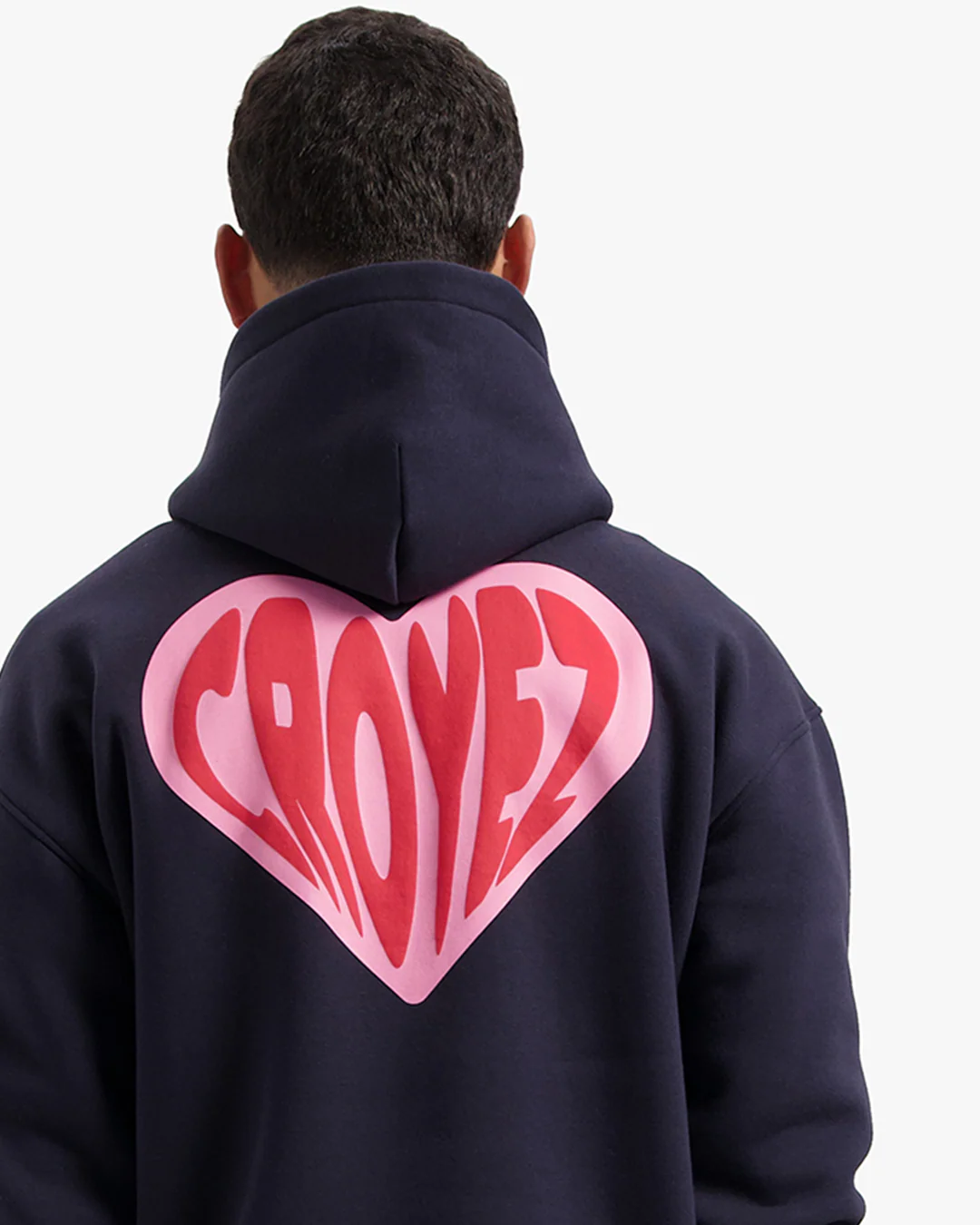 CROYEZ PUFFED HEART HOODIE | NAVY/RED - Image 6