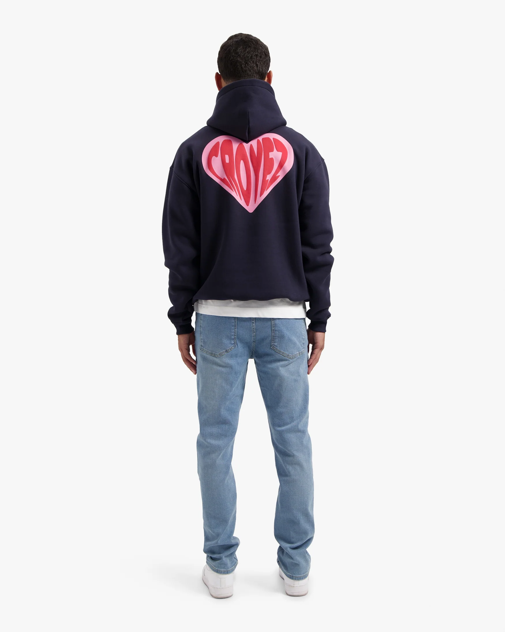 CROYEZ PUFFED HEART HOODIE | NAVY/RED - Image 8