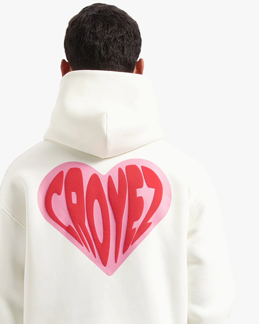 CROYEZ PUFFED HEART HOODIE | OFF-WHITE/RED - Image 6