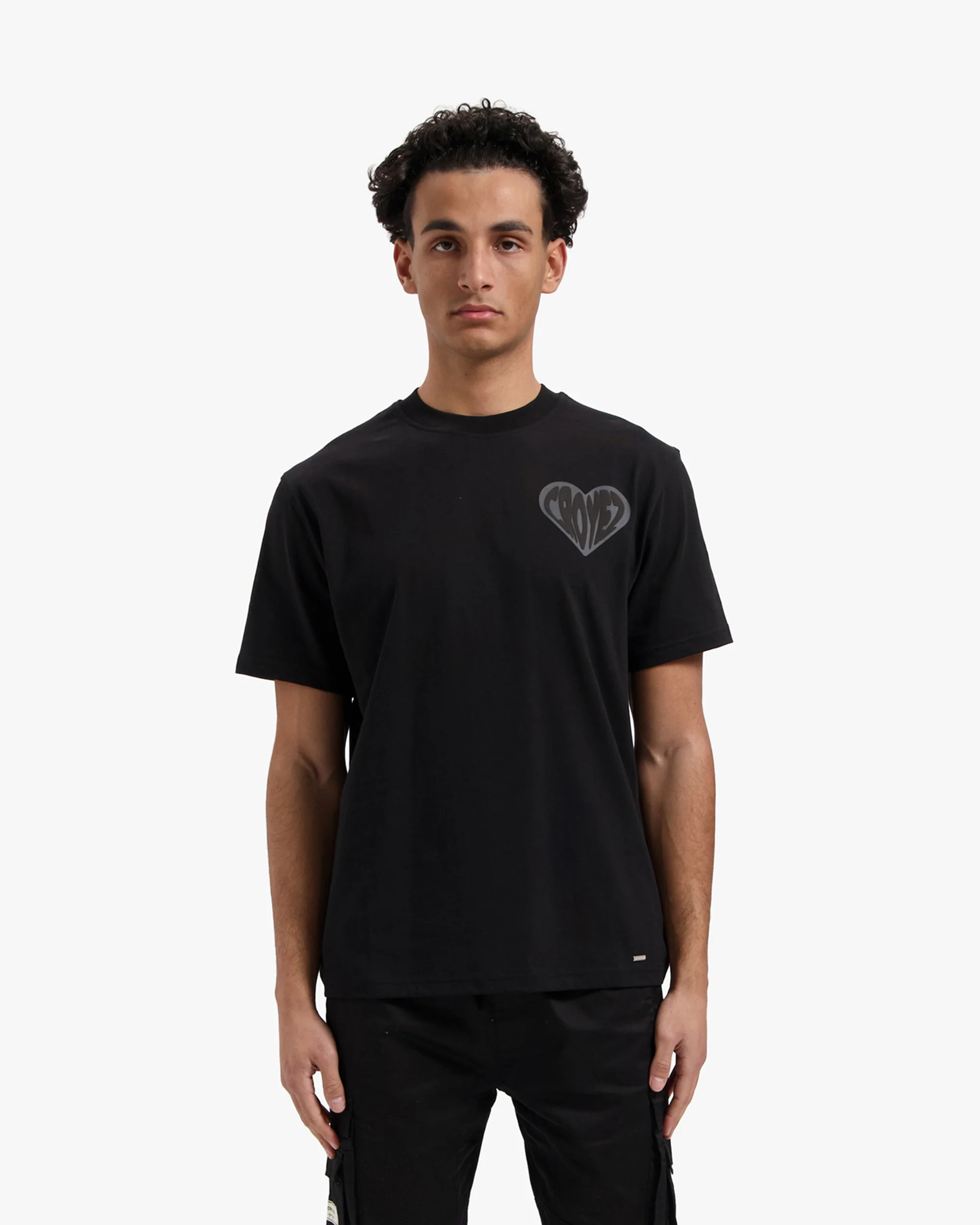 CROYEZ PUFFED HEART T-SHIRT | BLACK - Image 3